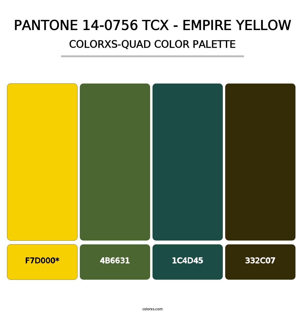 PANTONE 14-0756 TCX - Empire Yellow - Colorxs Quad Palette