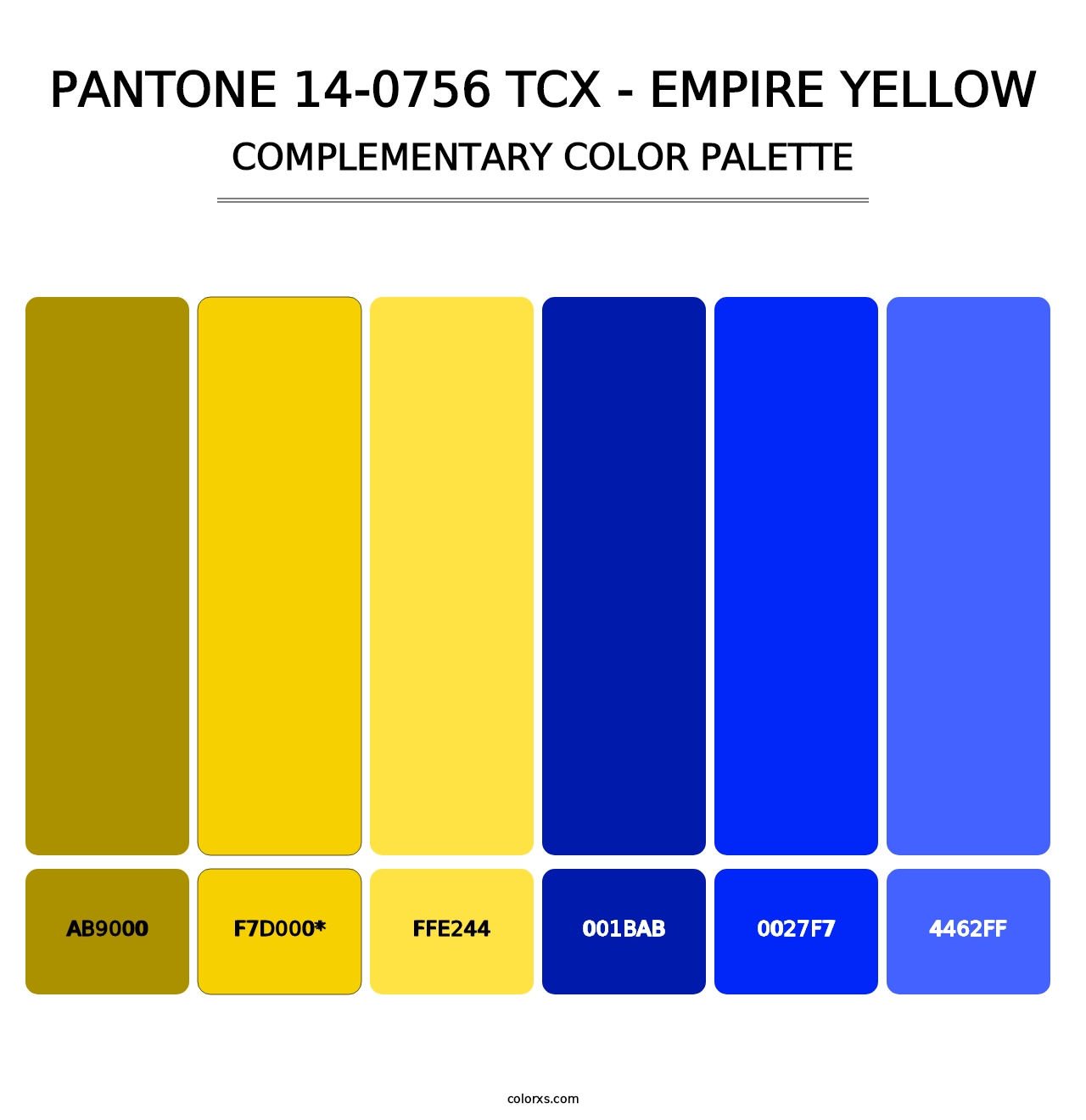 PANTONE 14-0756 TCX - Empire Yellow - Complementary Color Palette