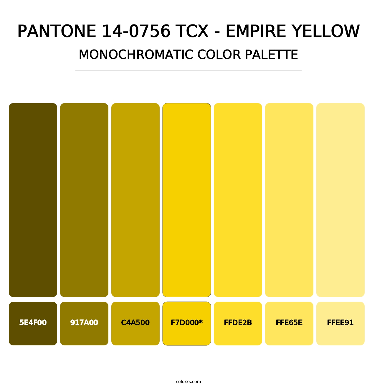 PANTONE 14-0756 TCX - Empire Yellow - Monochromatic Color Palette