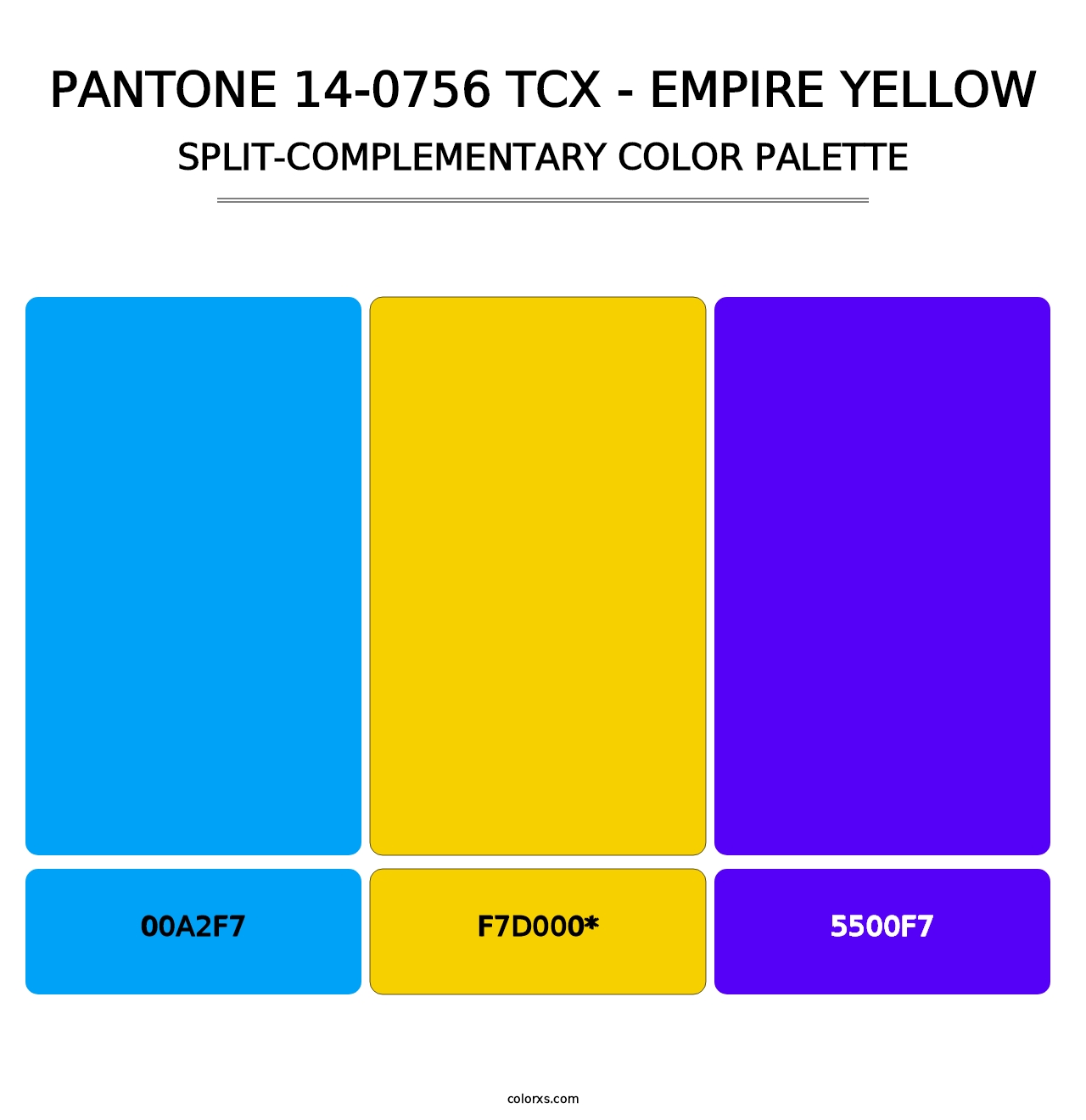 PANTONE 14-0756 TCX - Empire Yellow - Split-Complementary Color Palette