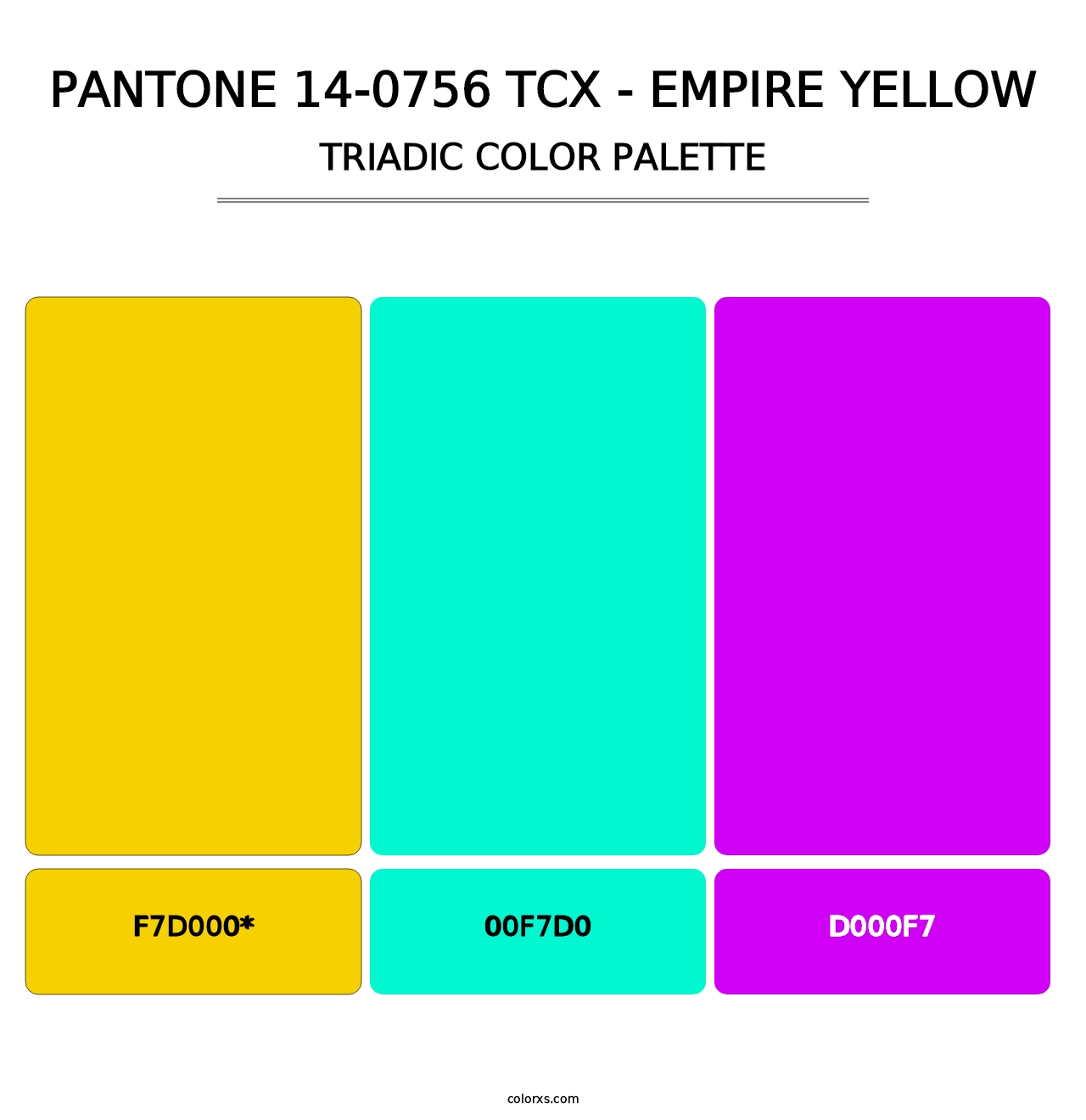 PANTONE 14-0756 TCX - Empire Yellow - Triadic Color Palette