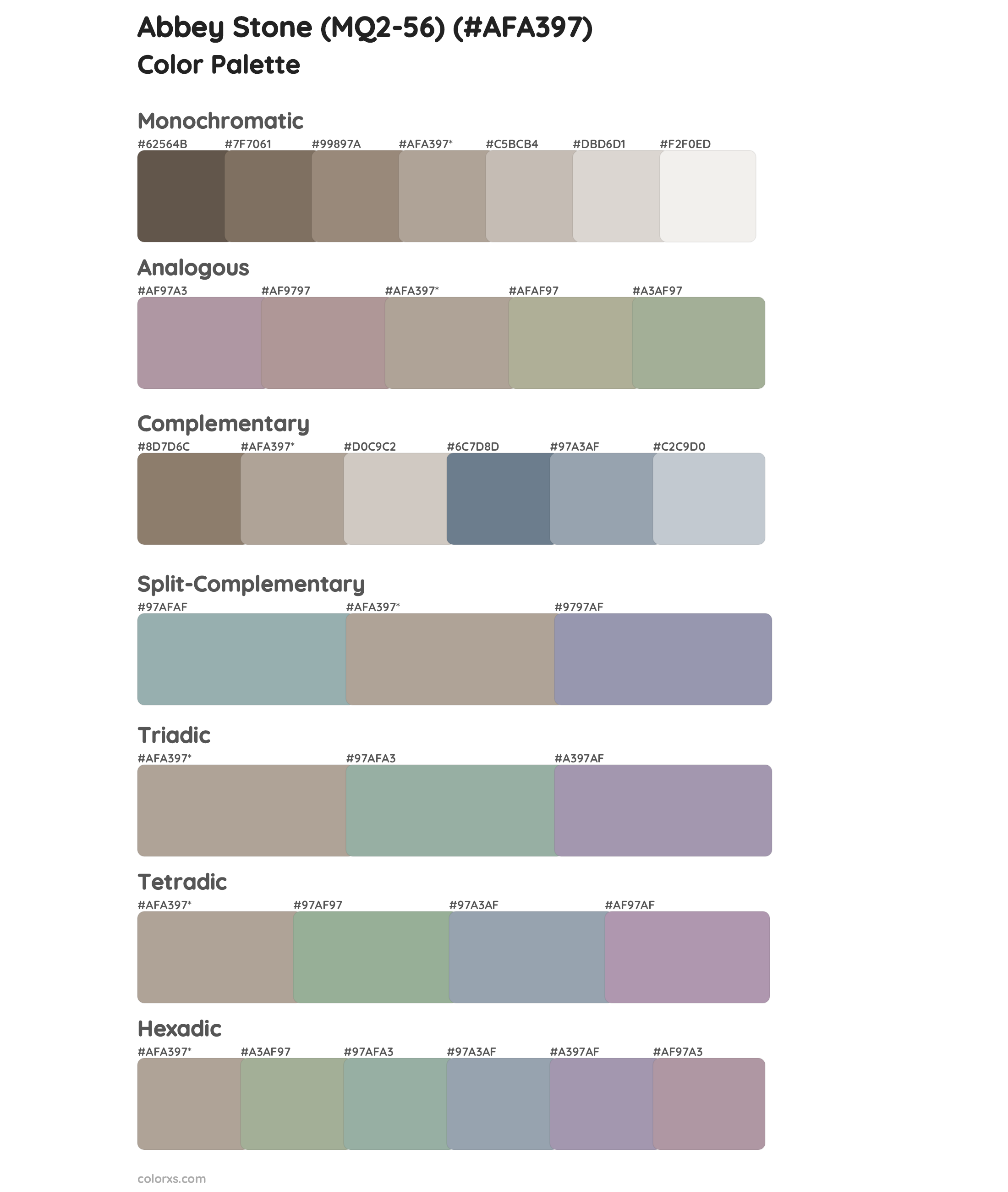 Abbey Stone (MQ2-56) Color Scheme Palettes