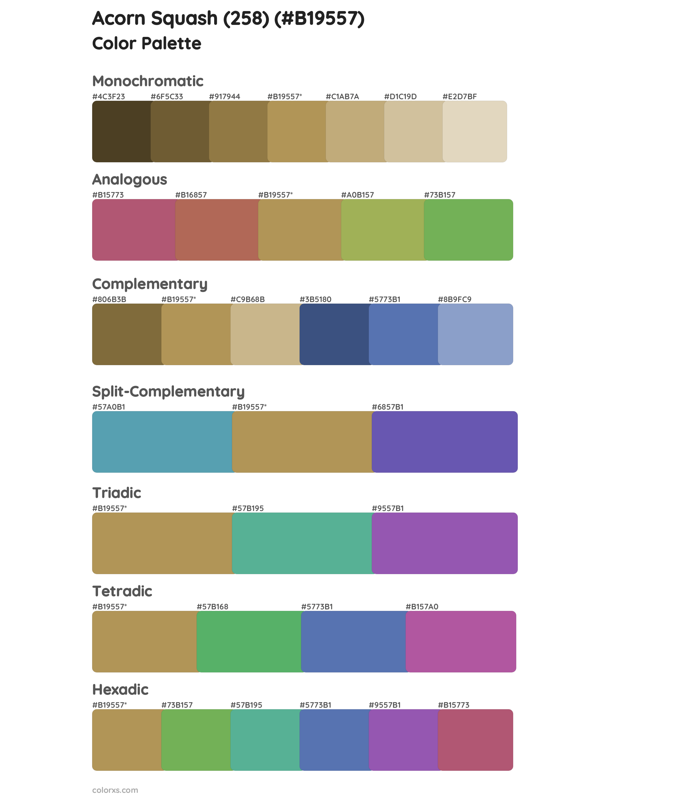 Acorn Squash (258) Color Scheme Palettes