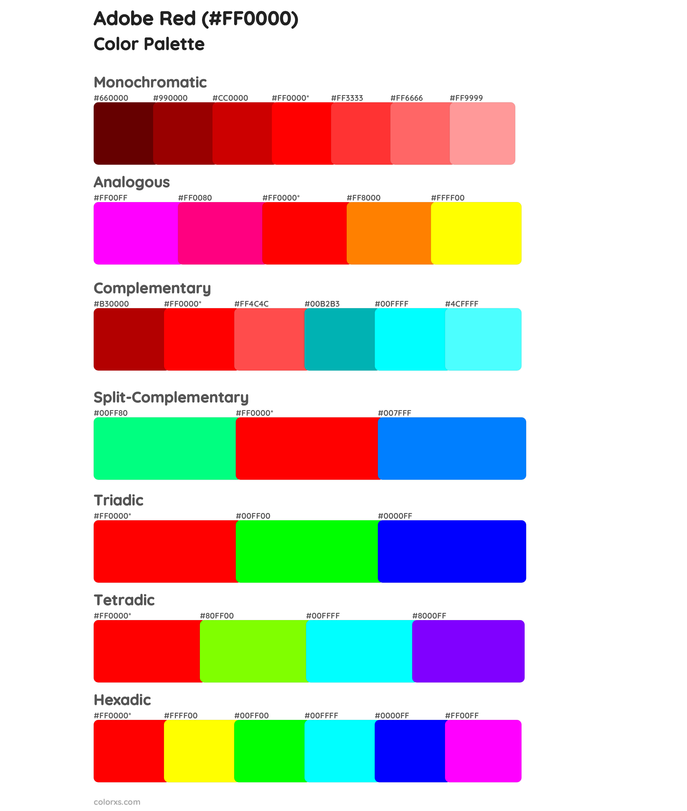 Adobe Red Color Scheme Palettes