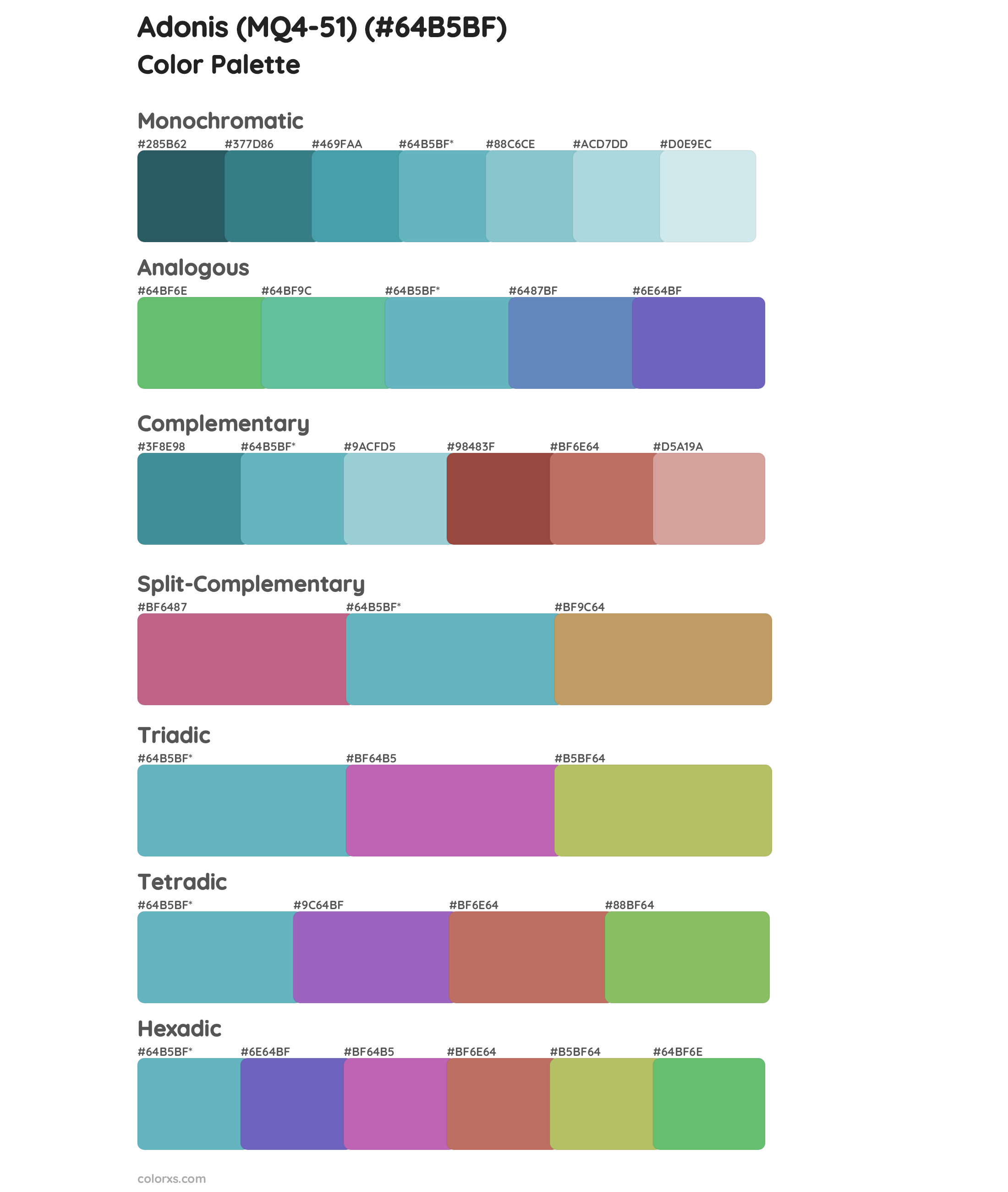 Adonis (MQ4-51) Color Scheme Palettes