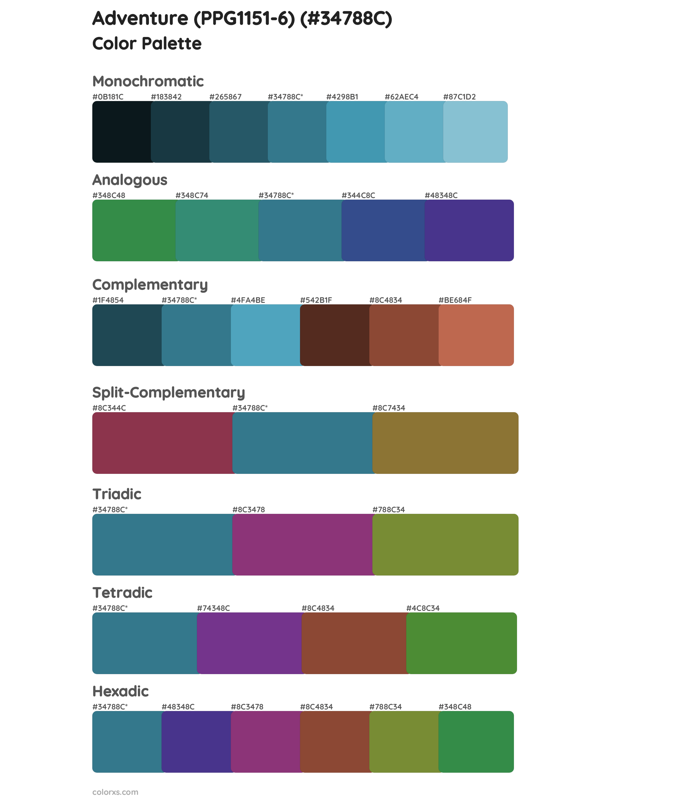 Adventure (PPG1151-6) Color Scheme Palettes