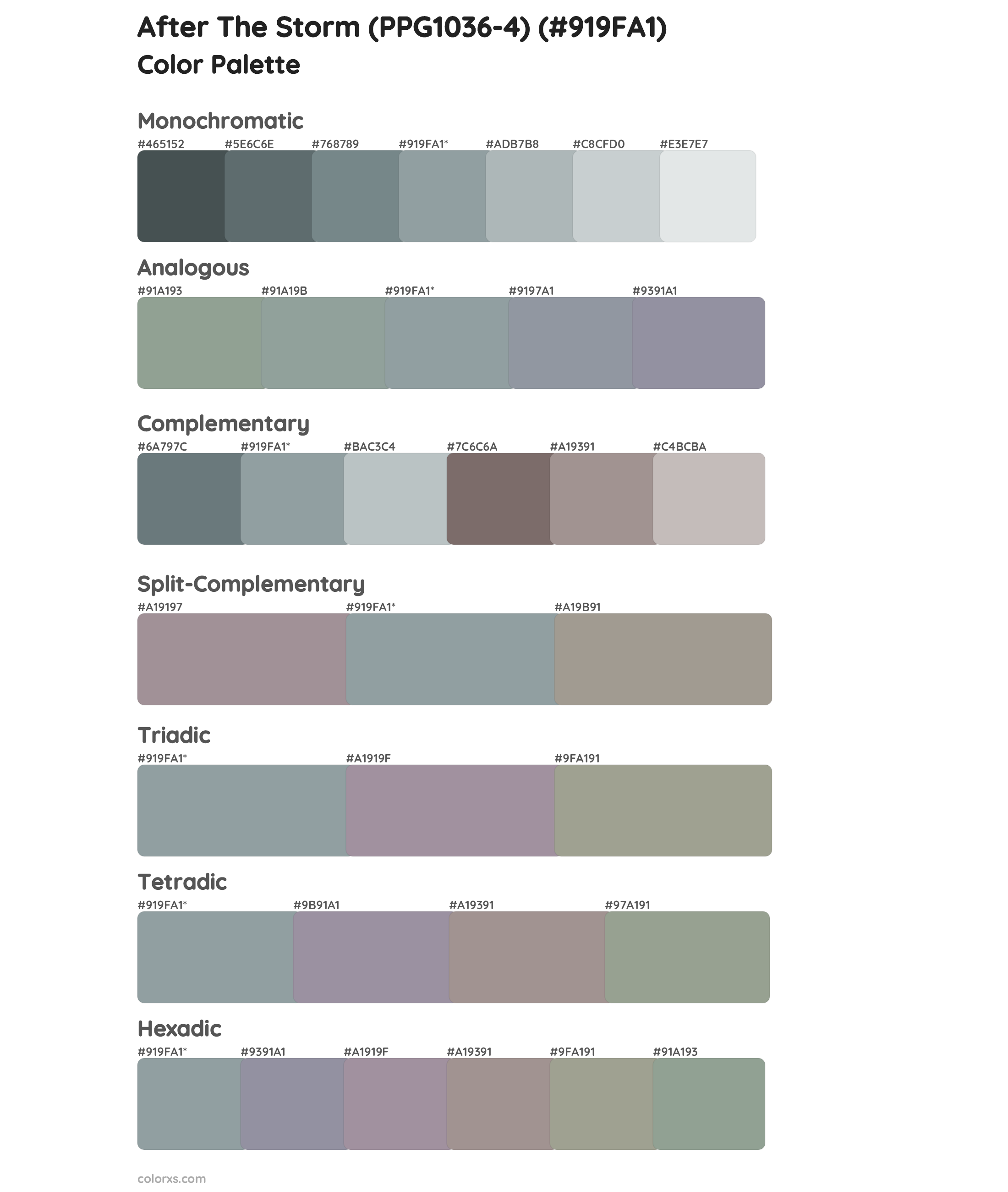 After The Storm (PPG1036-4) Color Scheme Palettes