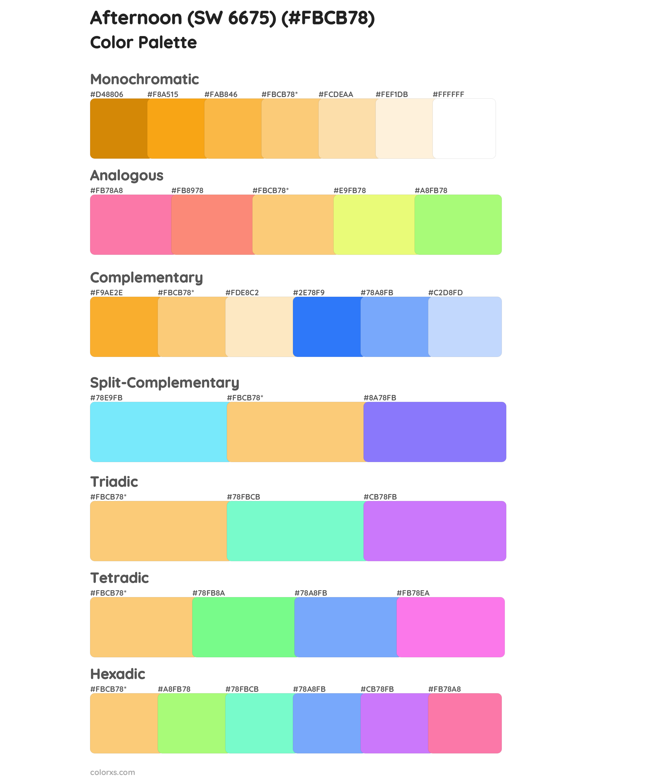 Afternoon (SW 6675) Color Scheme Palettes