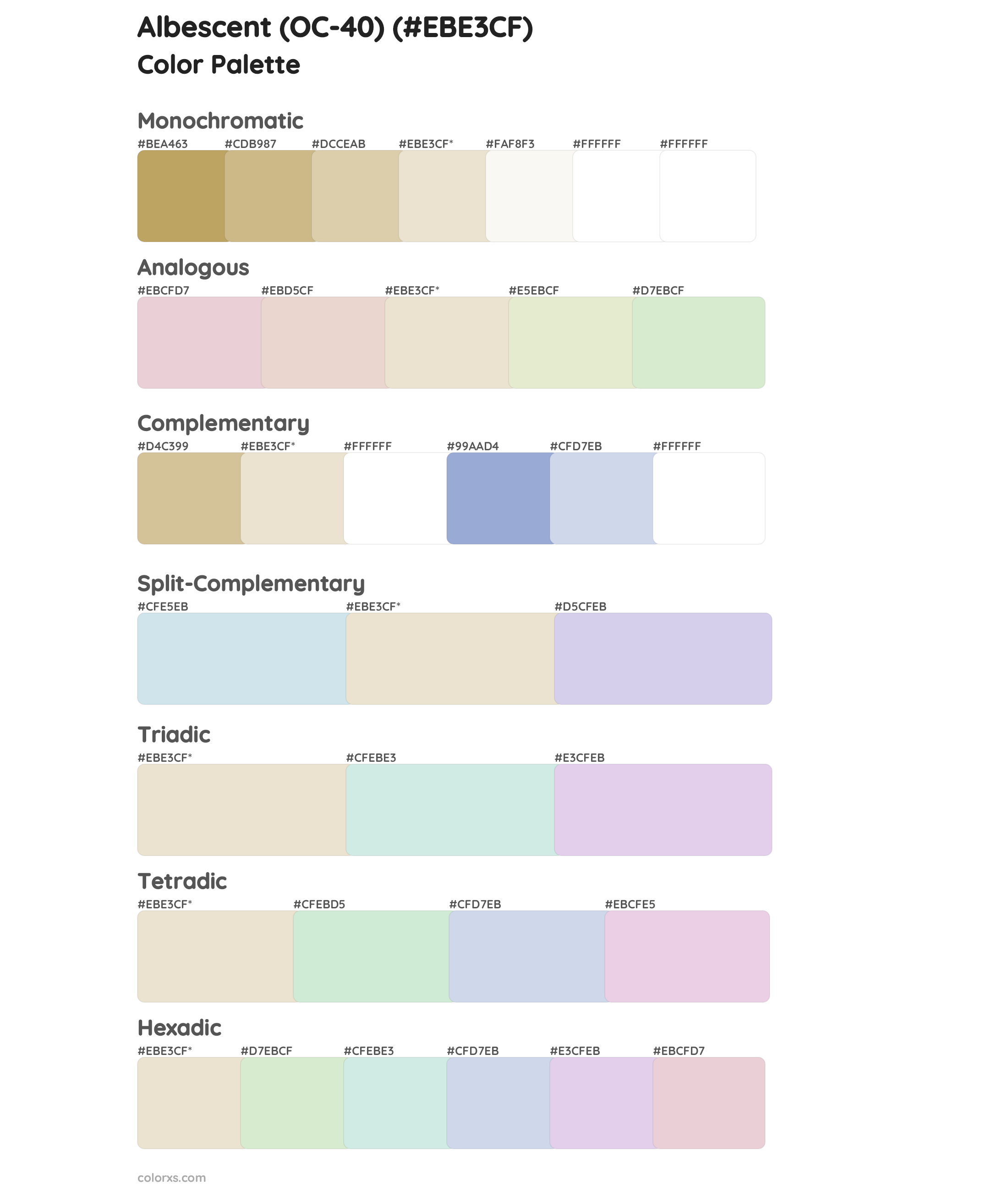 Albescent (OC-40) Color Scheme Palettes