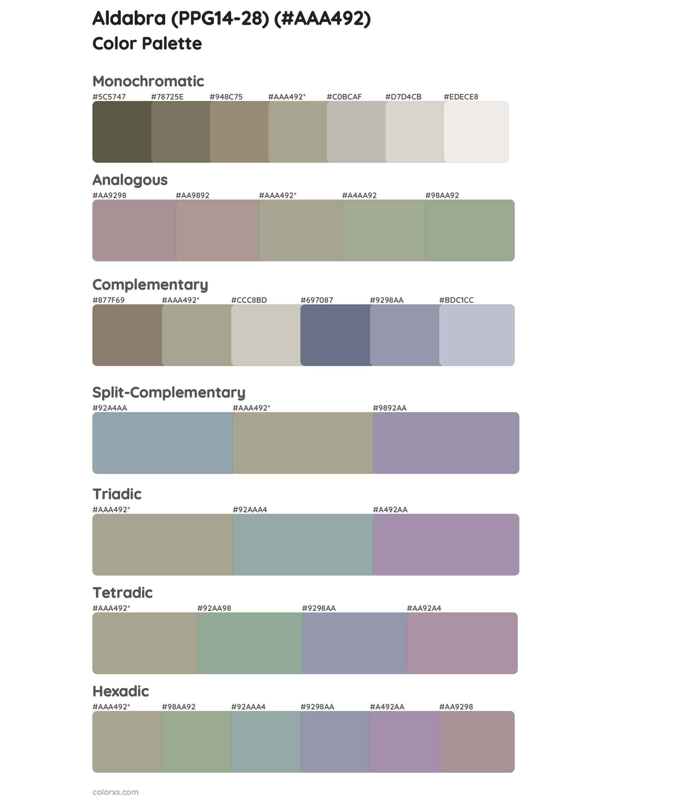 Aldabra (PPG14-28) Color Scheme Palettes