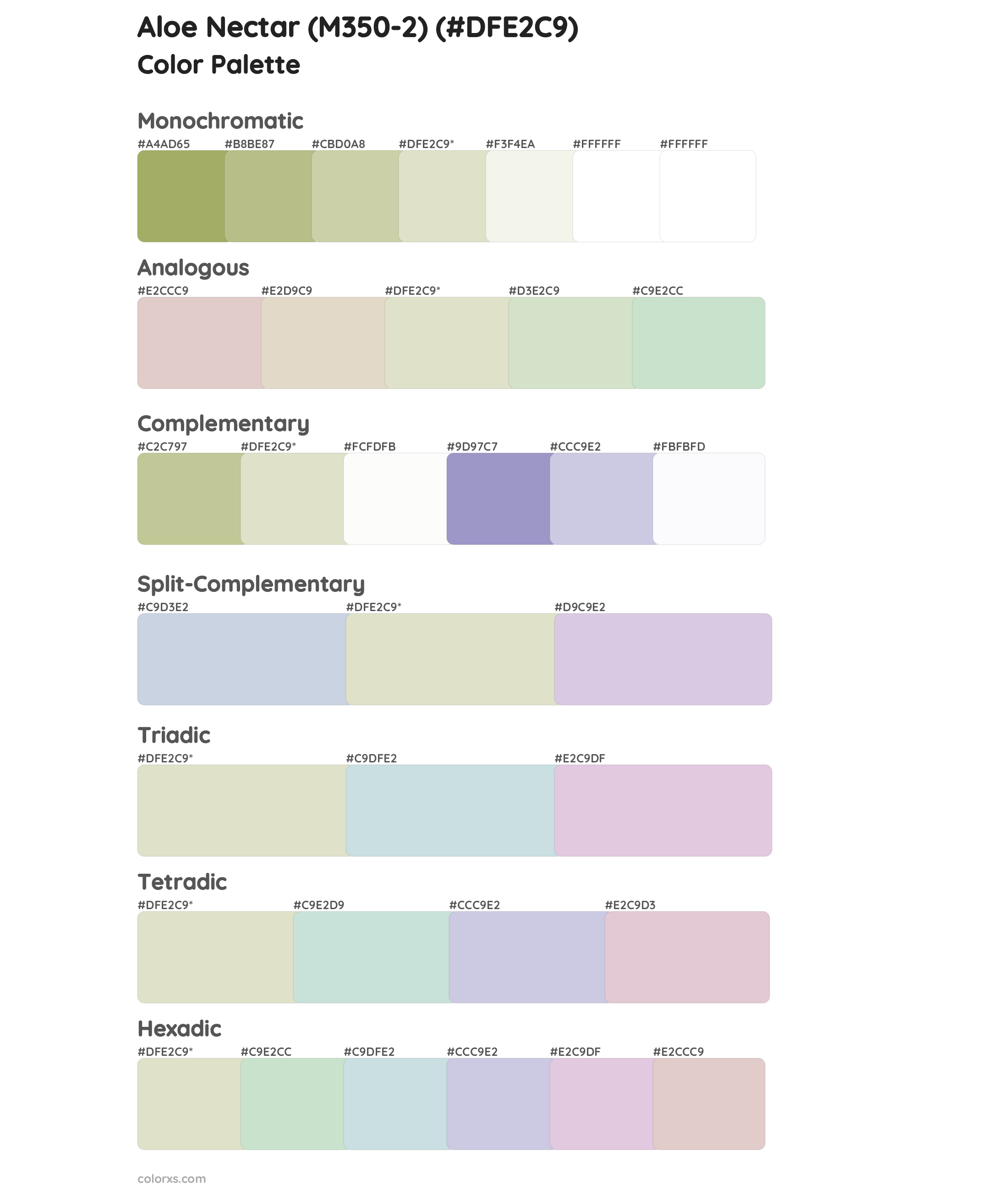 Aloe Nectar (M350-2) Color Scheme Palettes