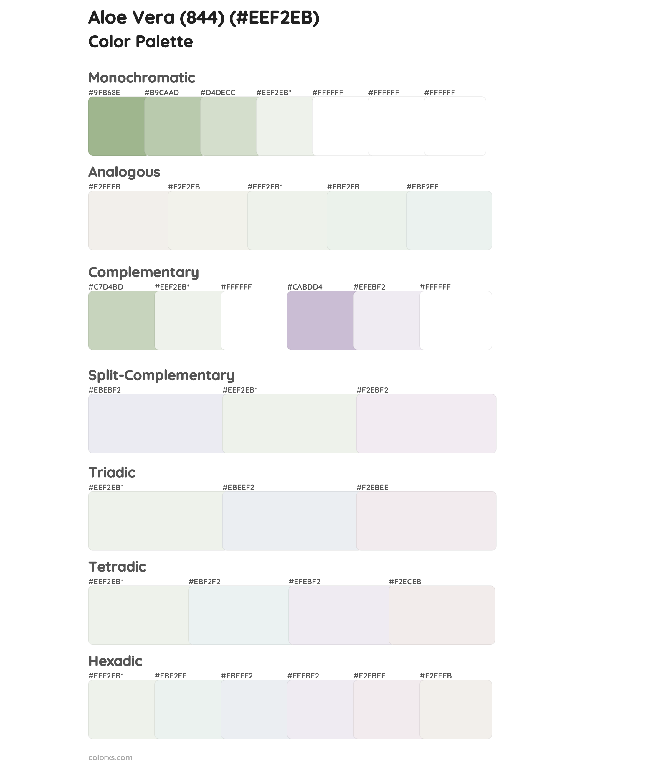 Aloe Vera (844) Color Scheme Palettes