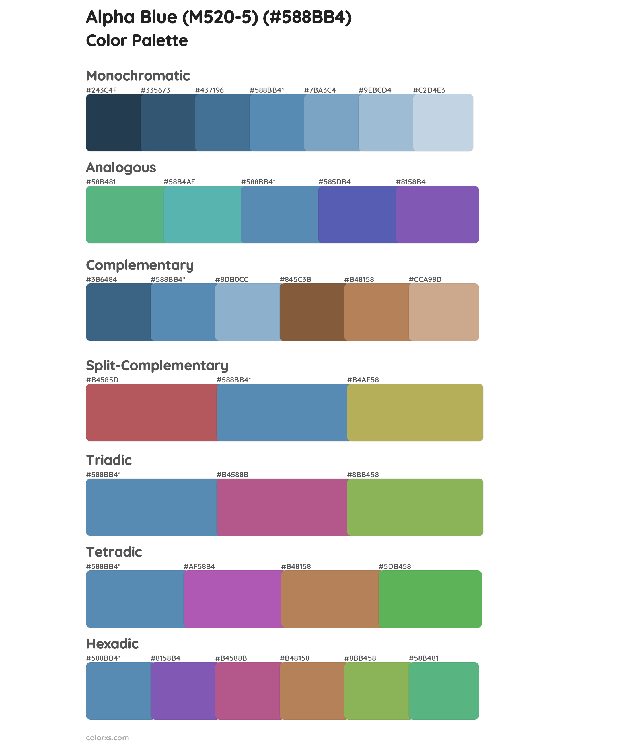 Alpha Blue (M520-5) Color Scheme Palettes