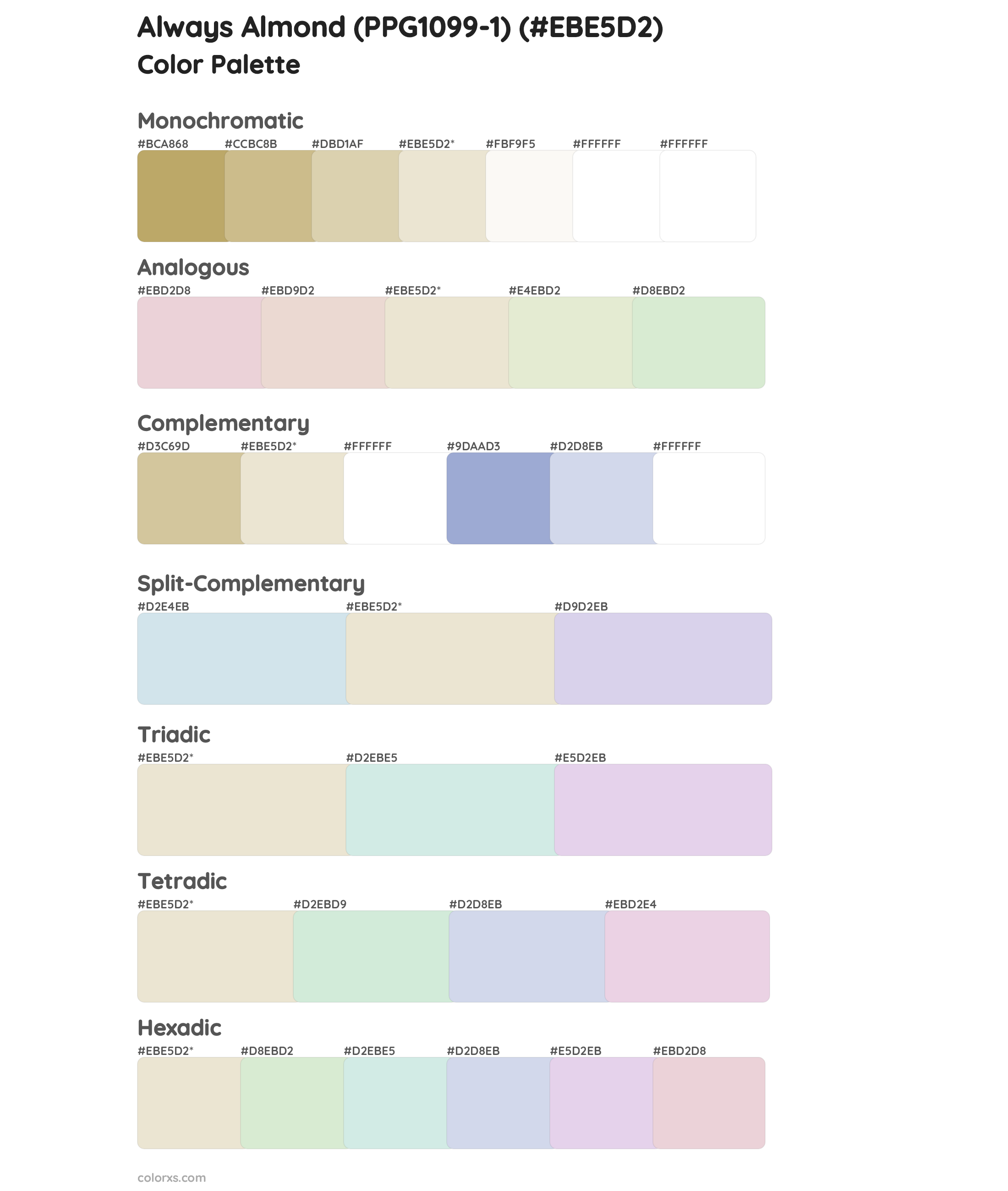 Always Almond (PPG1099-1) Color Scheme Palettes