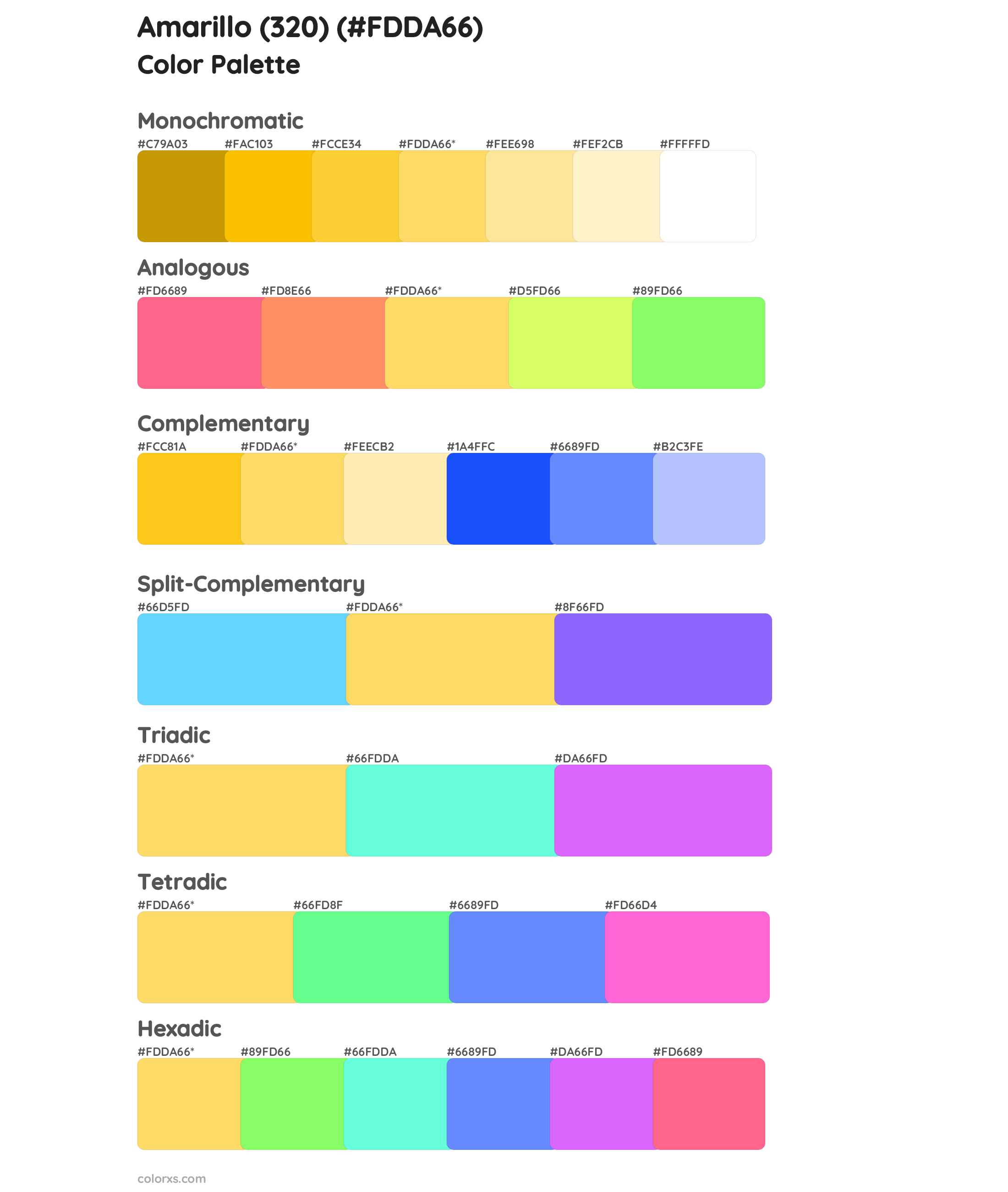 Amarillo (320) Color Scheme Palettes