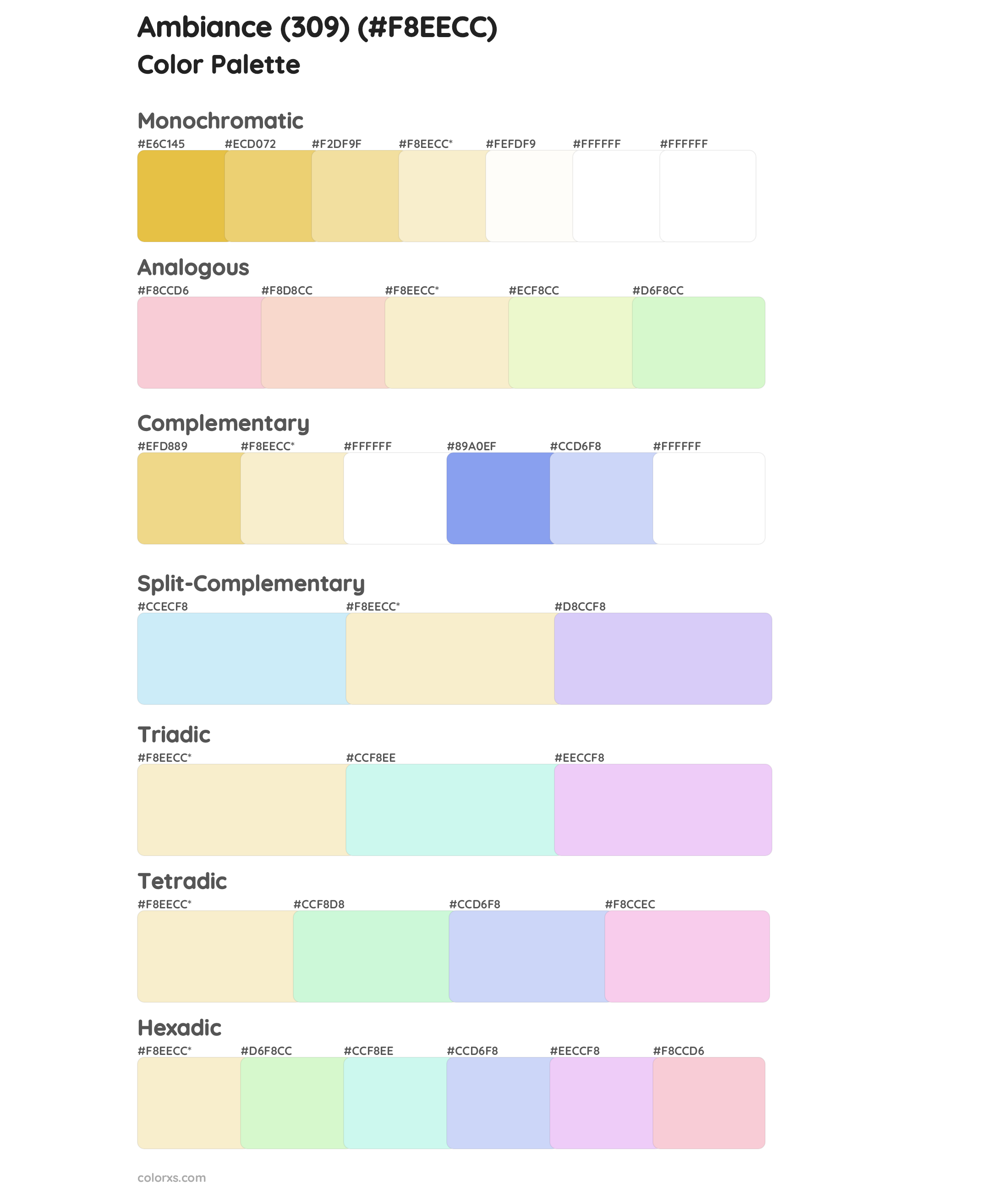 Ambiance (309) Color Scheme Palettes