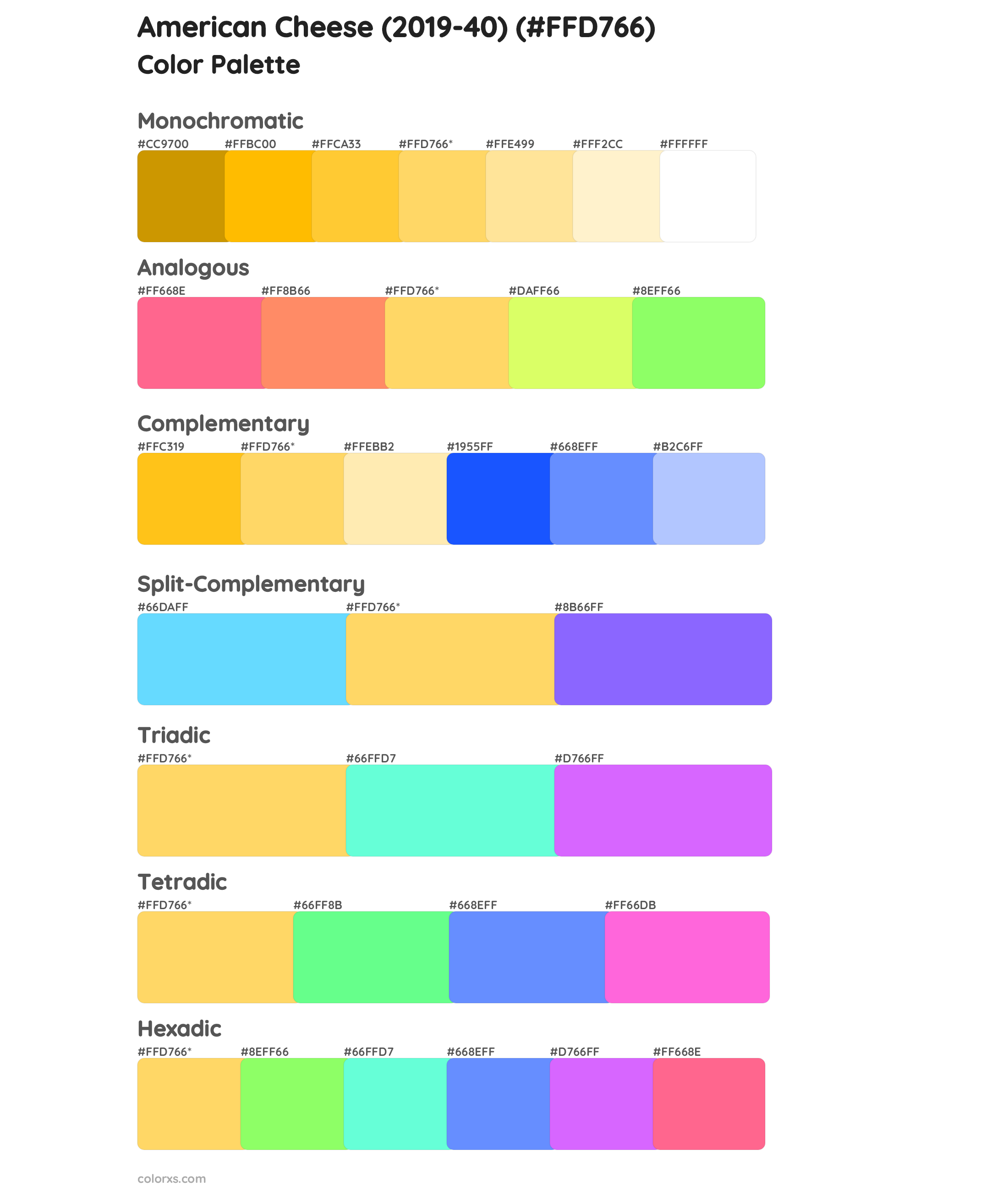 American Cheese (2019-40) Color Scheme Palettes