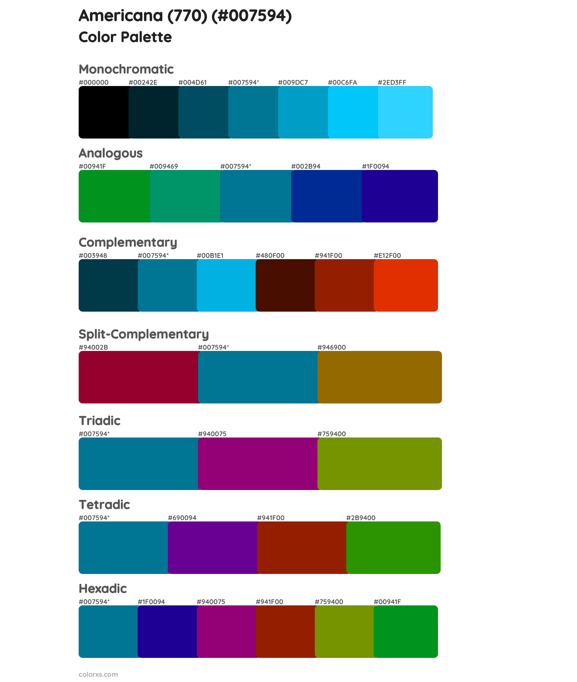 Americana (770) Color Scheme Palettes