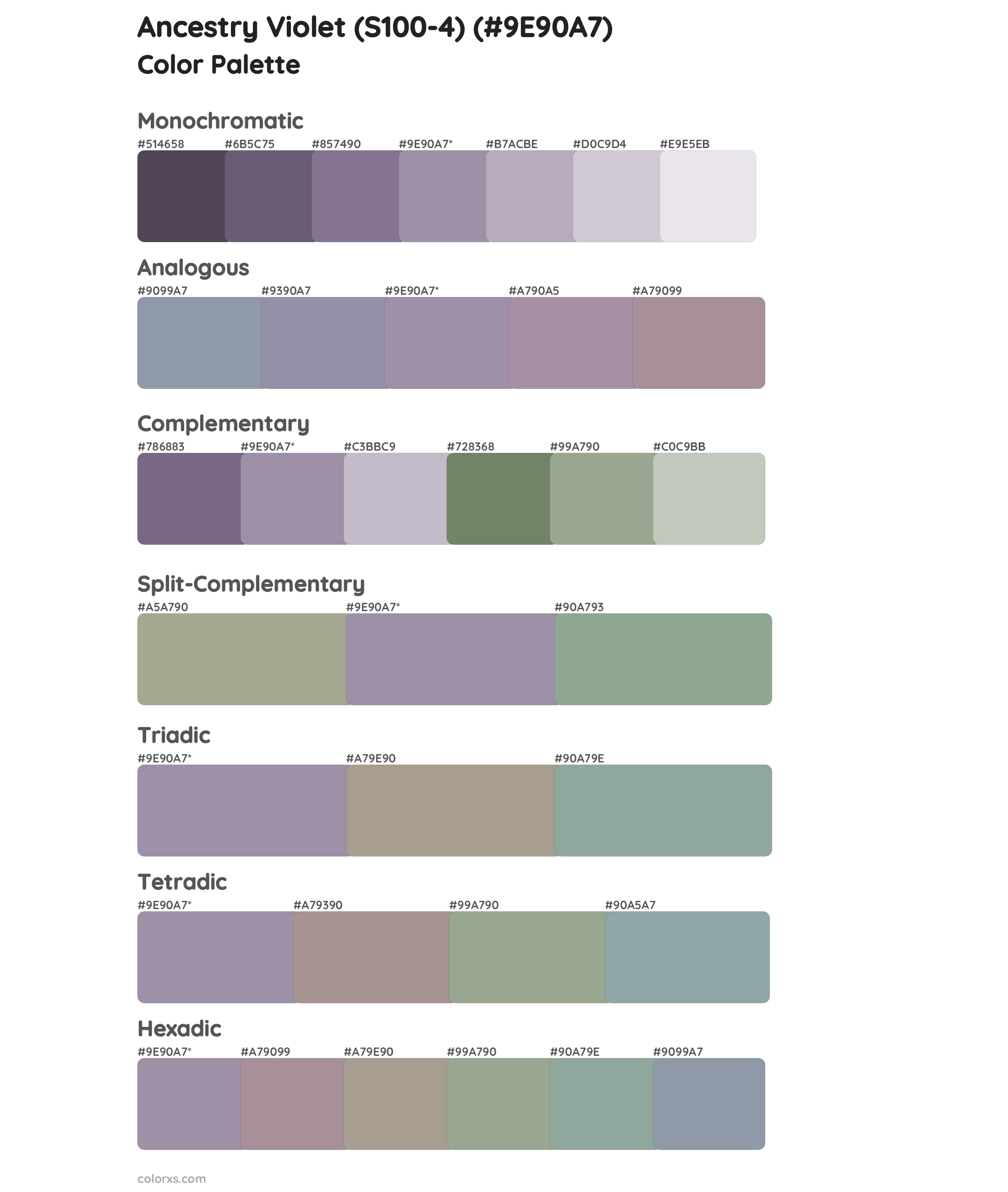 Ancestry Violet (S100-4) Color Scheme Palettes