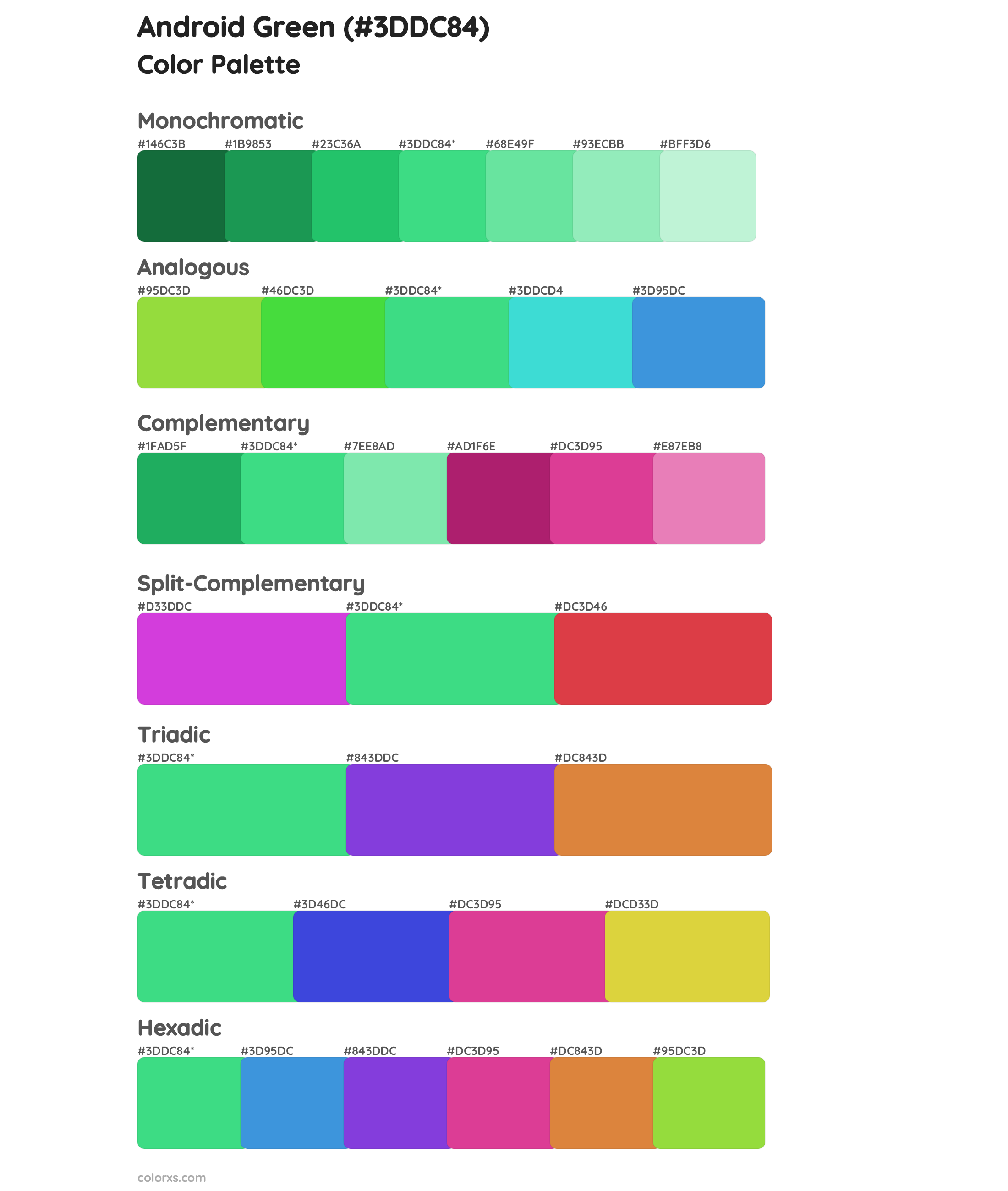 Android Green Color Scheme Palettes