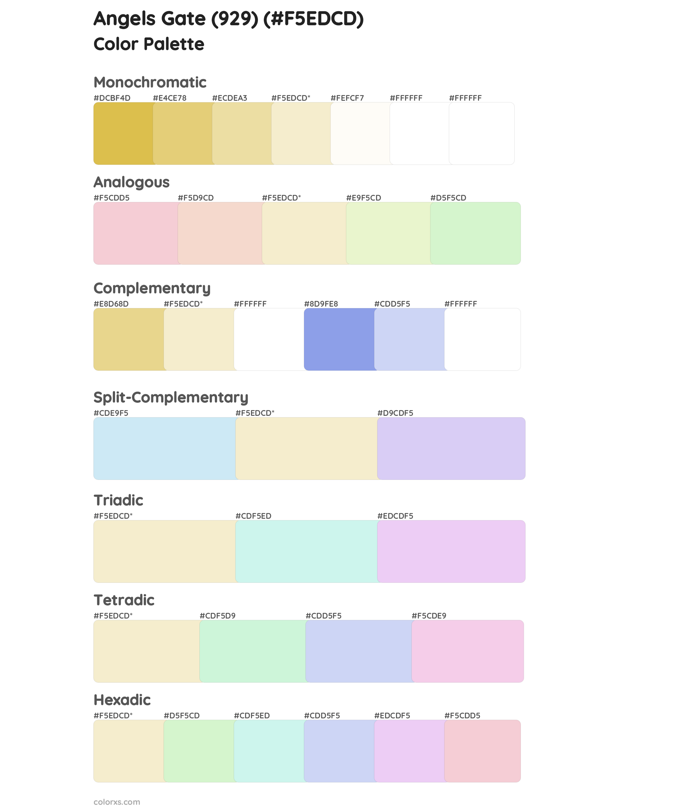 Angels Gate (929) Color Scheme Palettes