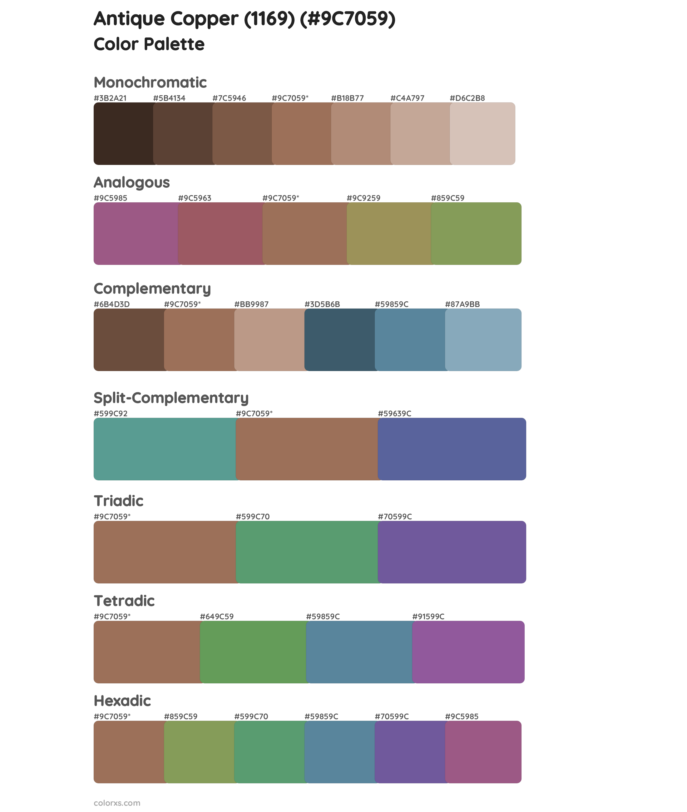 Antique Copper (1169) Color Scheme Palettes