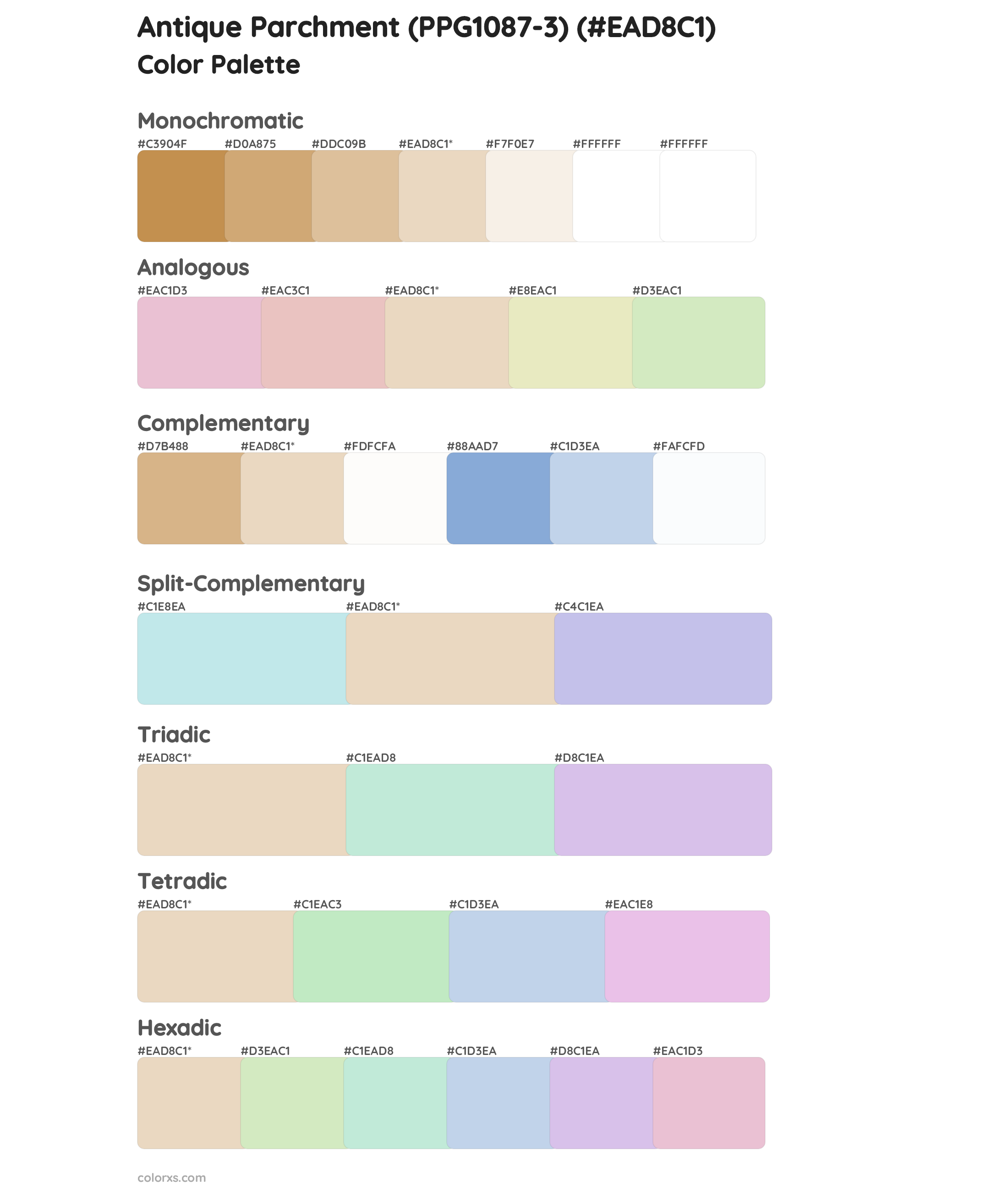 Antique Parchment (PPG1087-3) Color Scheme Palettes