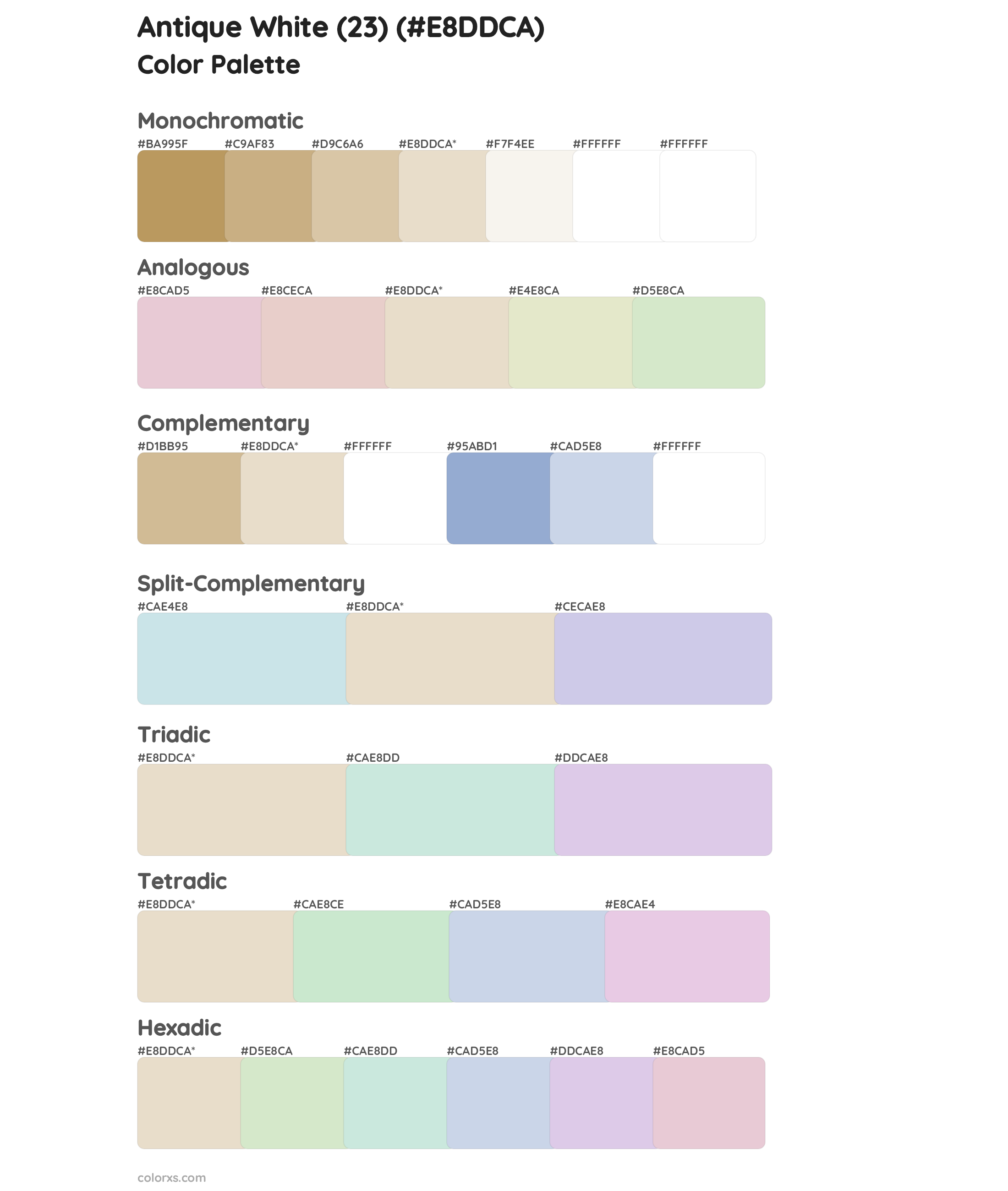 Antique White (23) Color Scheme Palettes