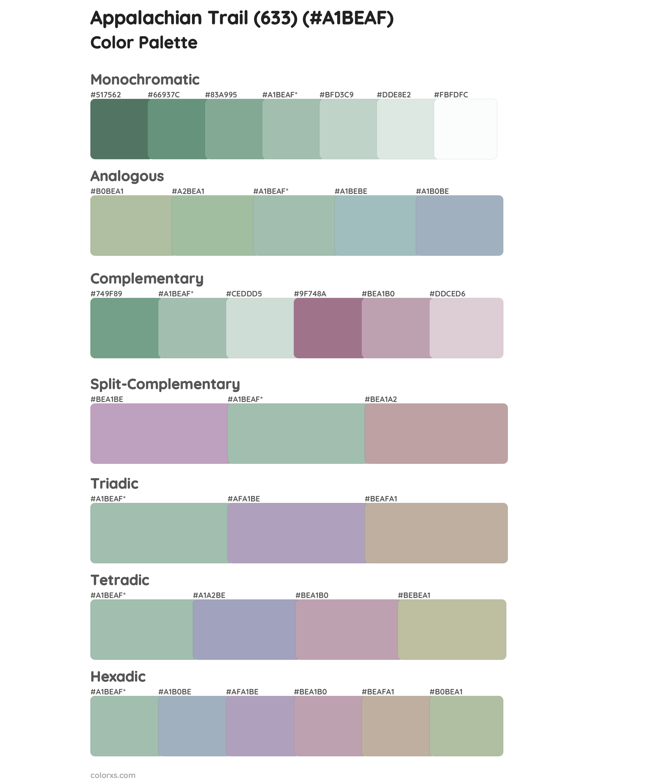 Appalachian Trail (633) Color Scheme Palettes