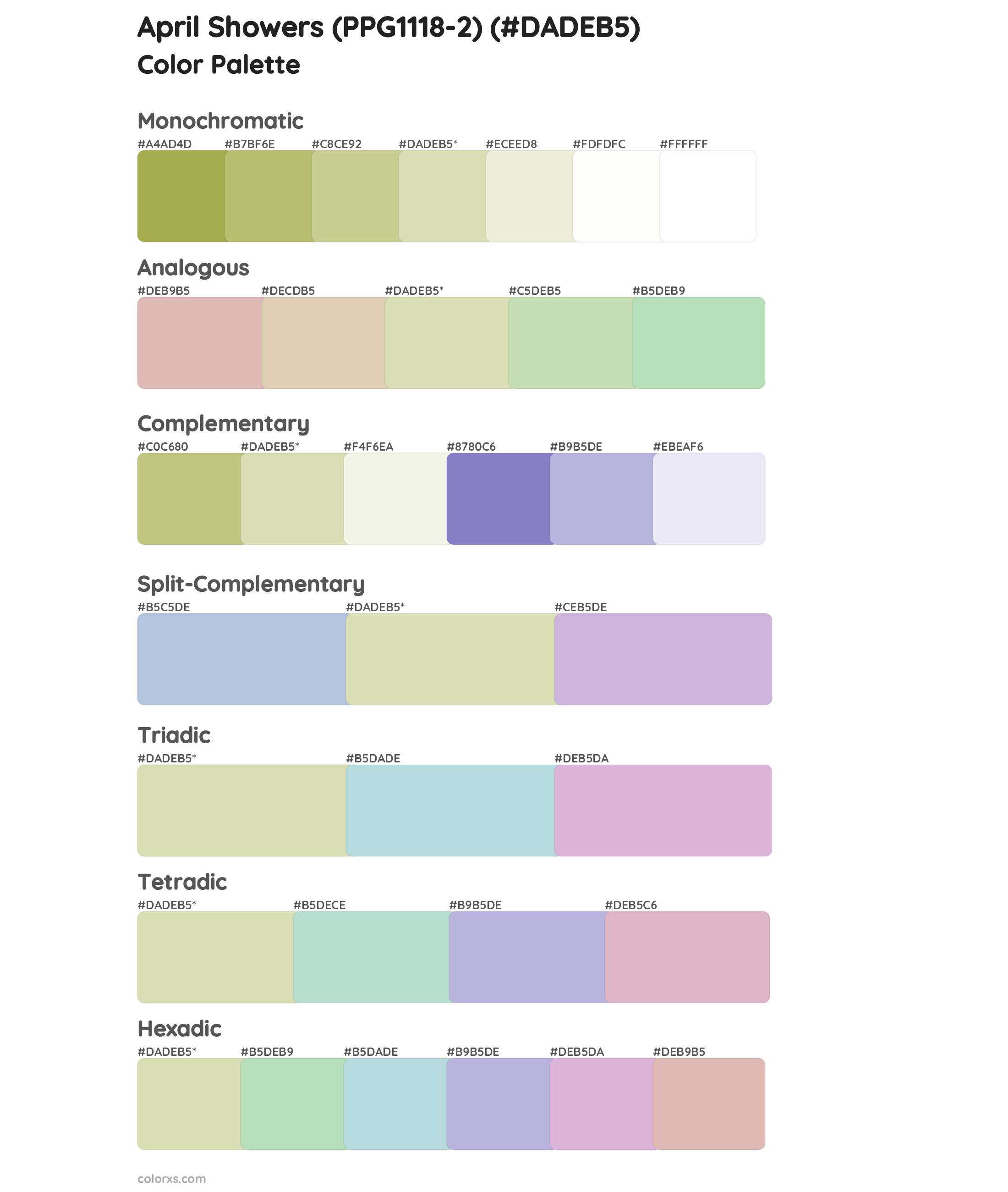 April Showers (PPG1118-2) Color Scheme Palettes