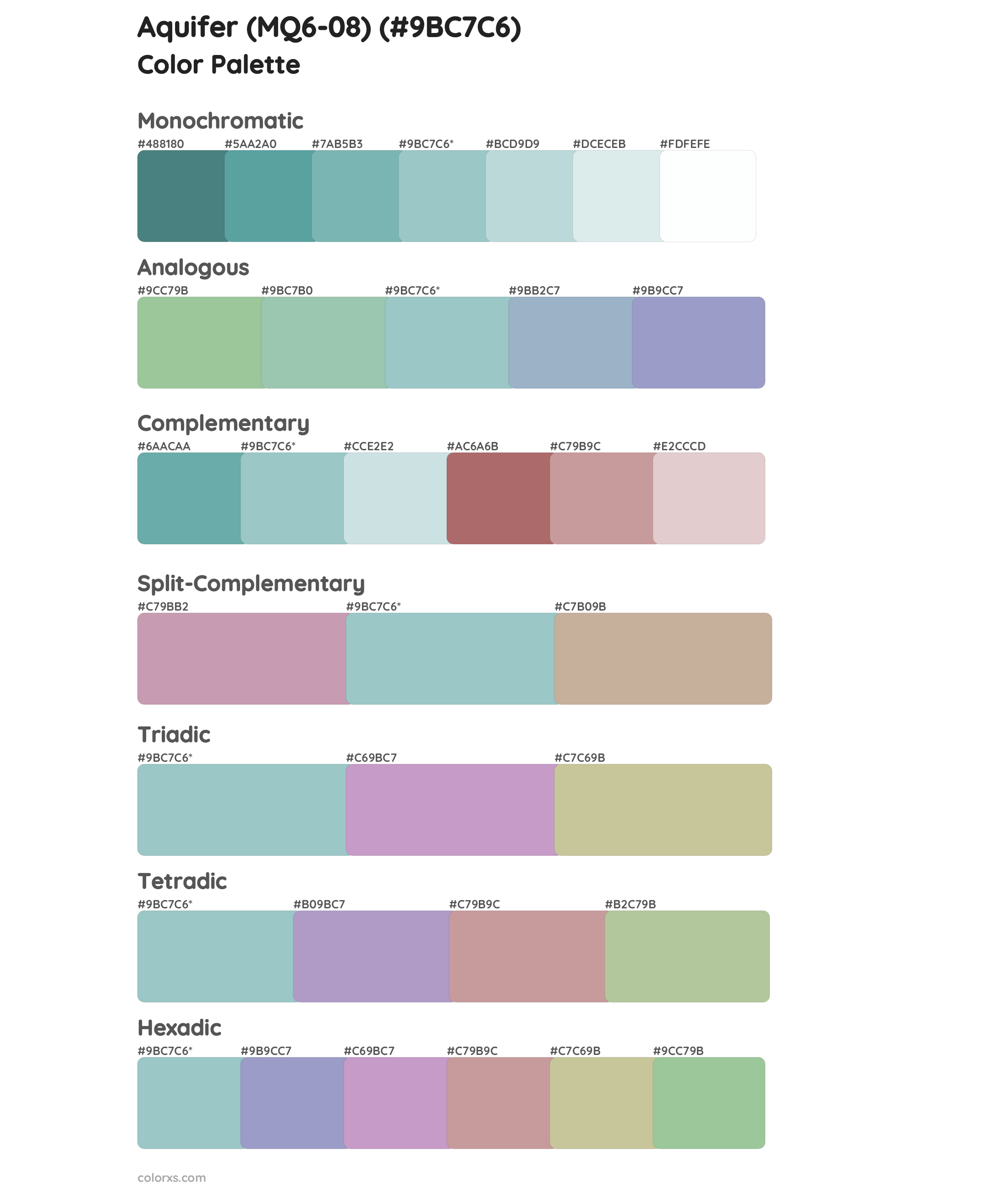 Aquifer (MQ6-08) Color Scheme Palettes