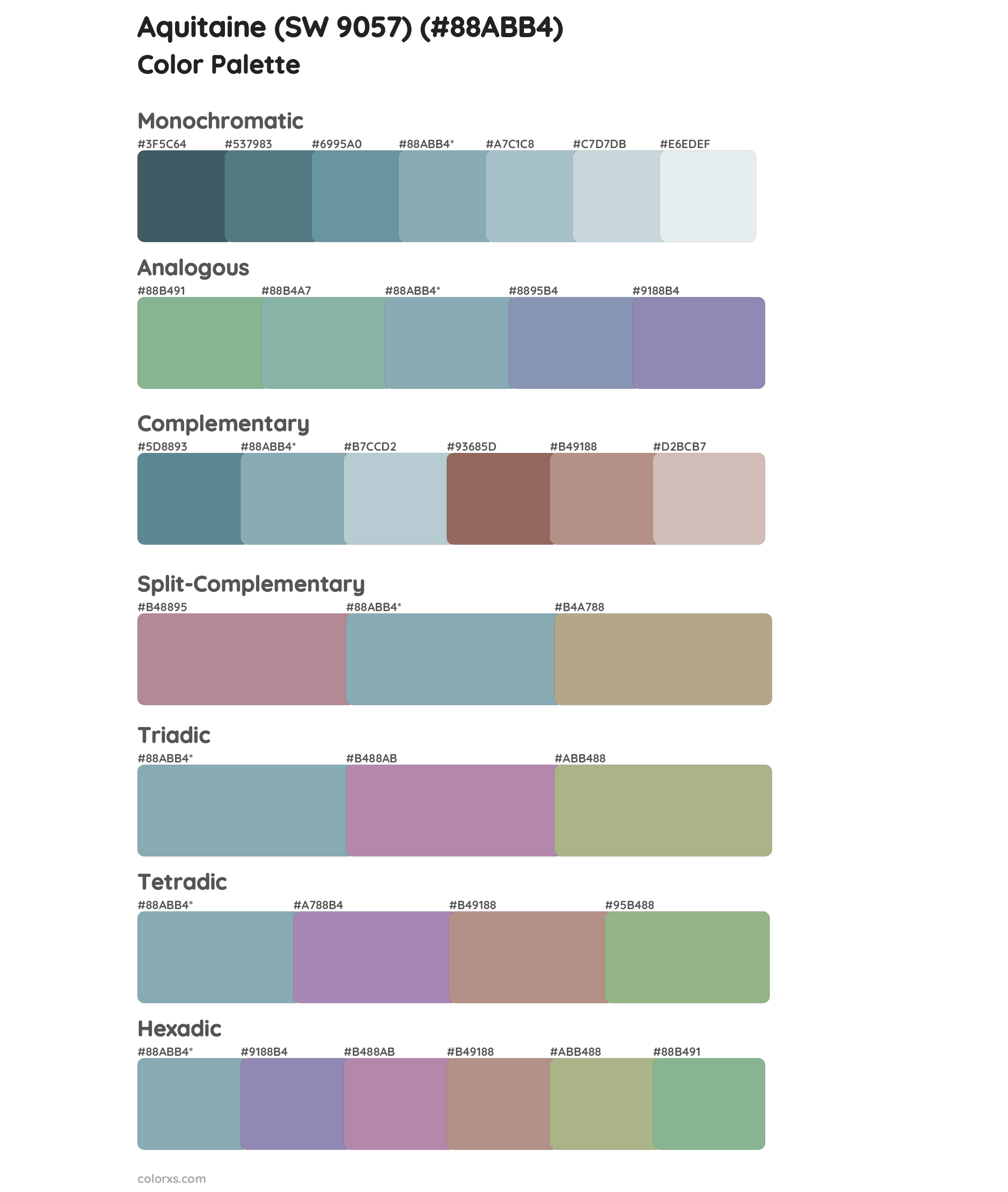 Aquitaine (SW 9057) Color Scheme Palettes