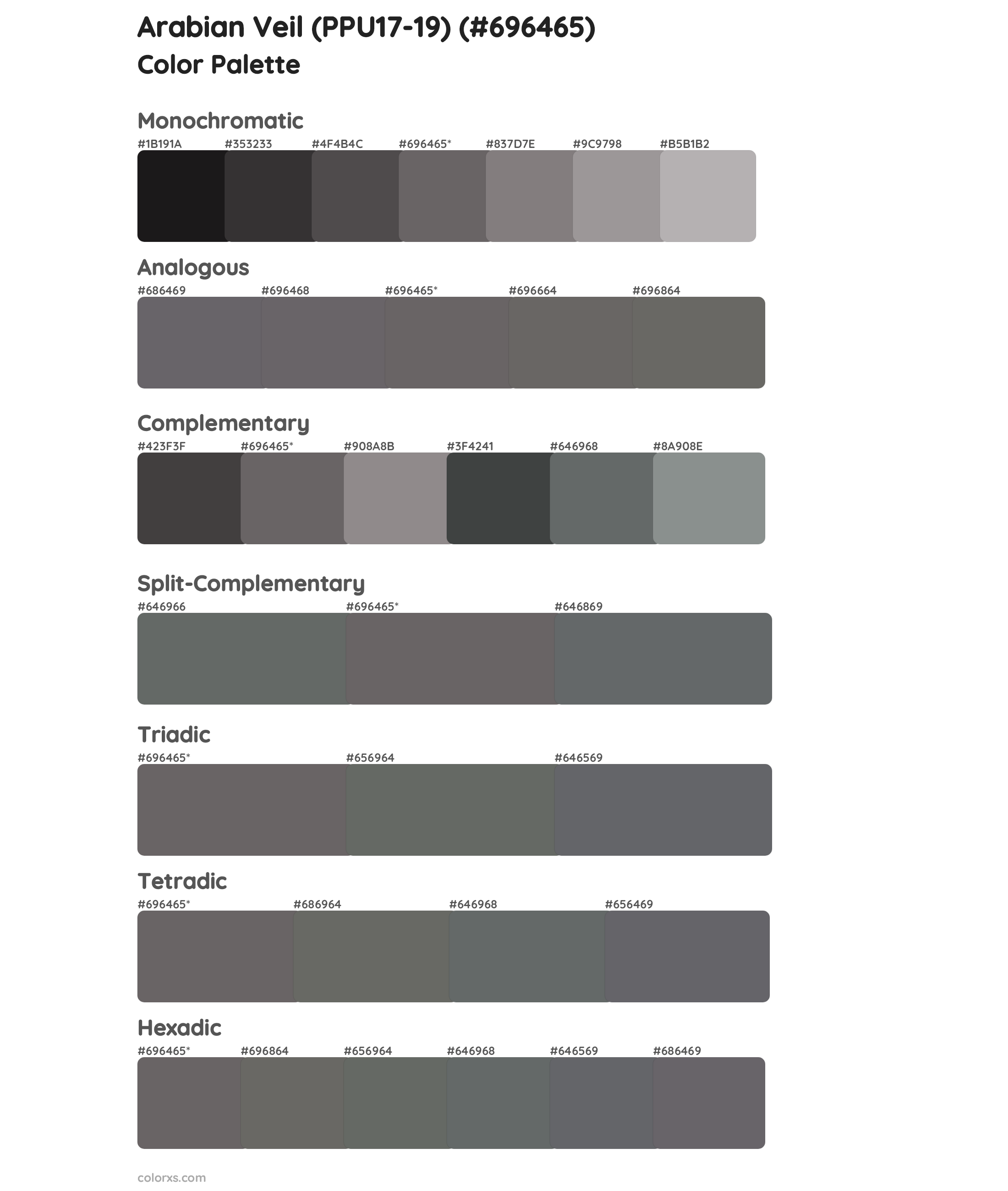 Arabian Veil (PPU17-19) Color Scheme Palettes