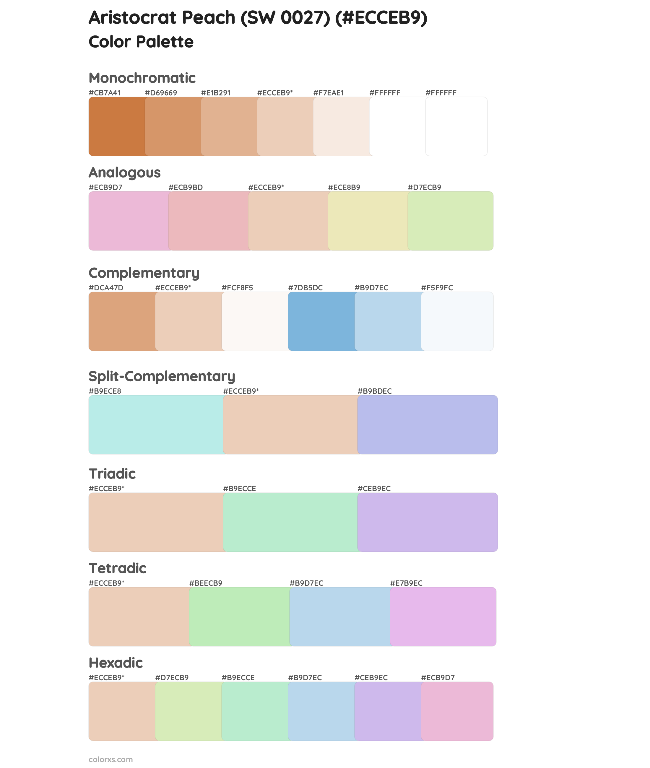 Aristocrat Peach (SW 0027) Color Scheme Palettes