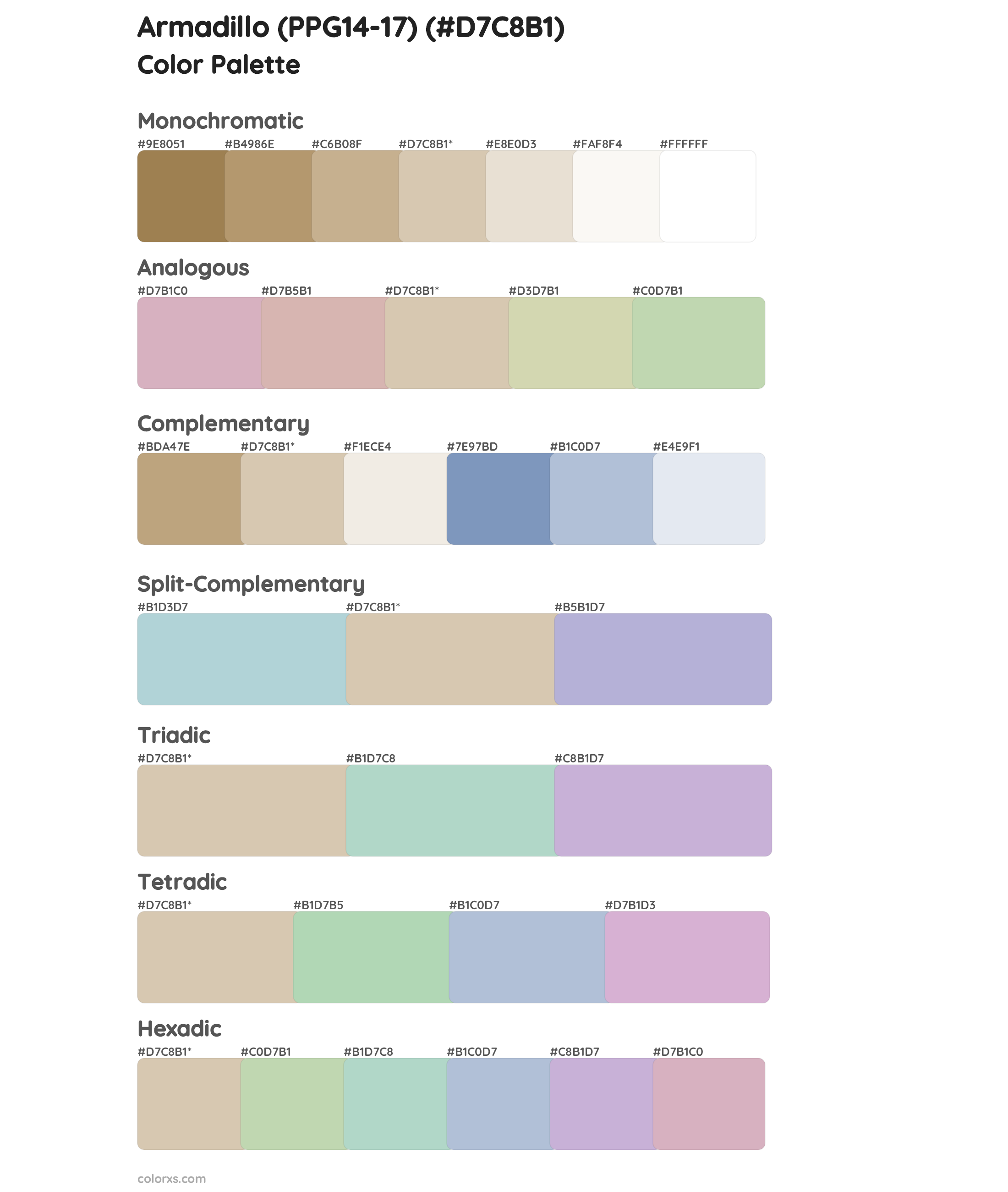 Armadillo (PPG14-17) Color Scheme Palettes