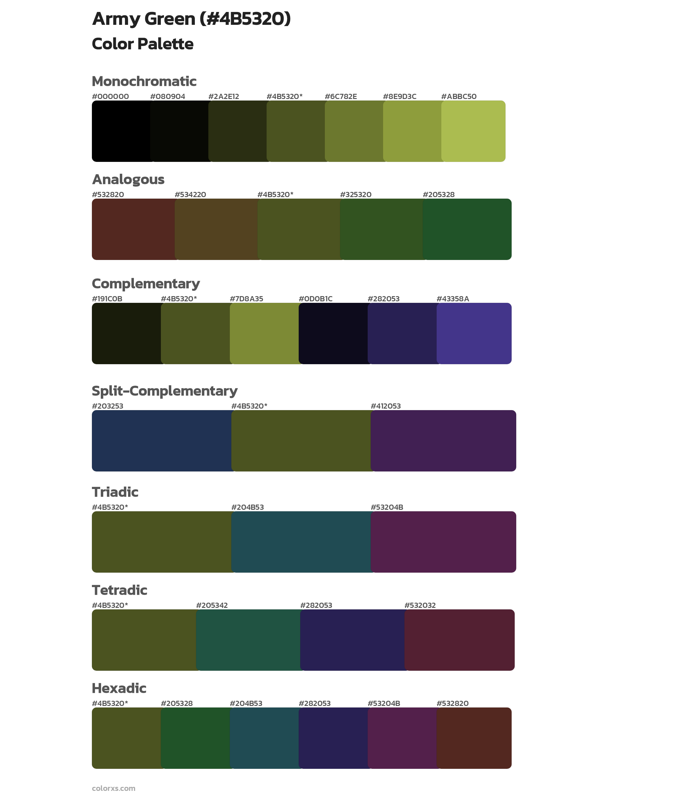 Army Green Color Palettes And Color Scheme Combinations Colorxs