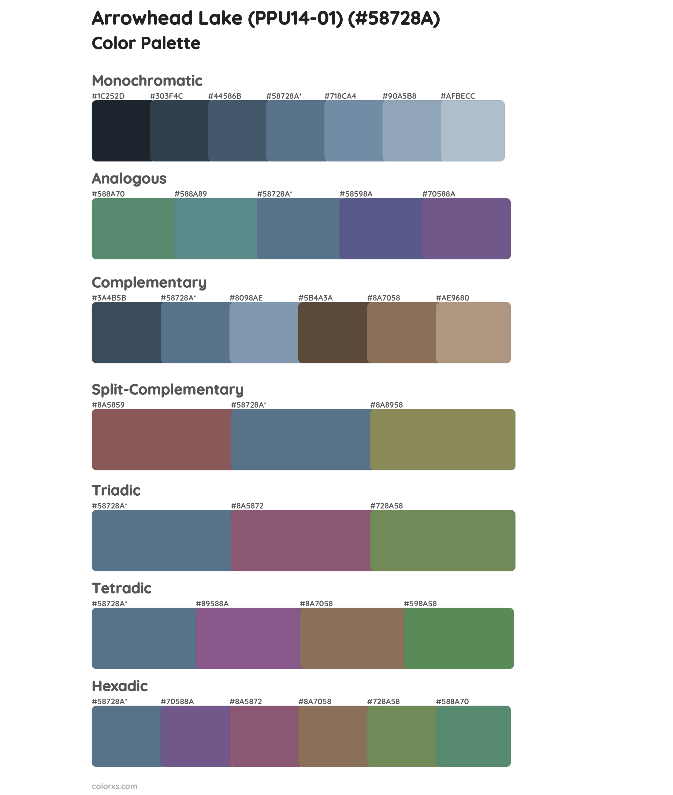 Arrowhead Lake (PPU14-01) Color Scheme Palettes