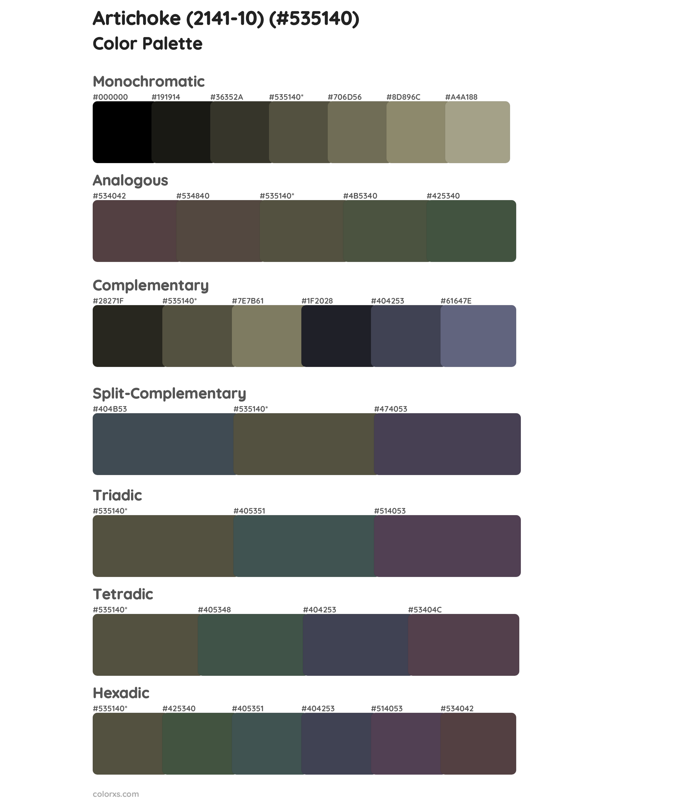 Artichoke (2141-10) Color Scheme Palettes