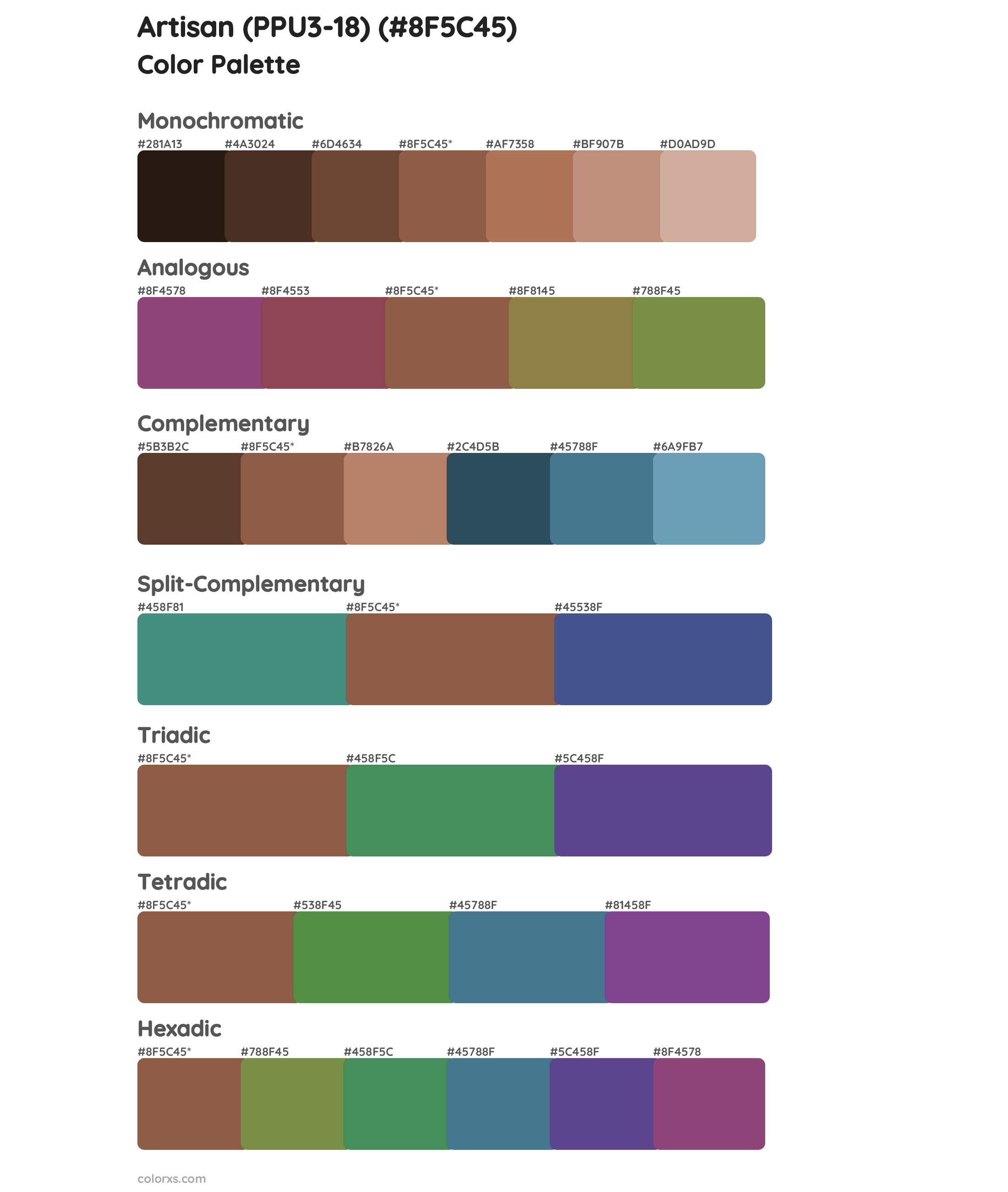 Artisan (PPU3-18) Color Scheme Palettes