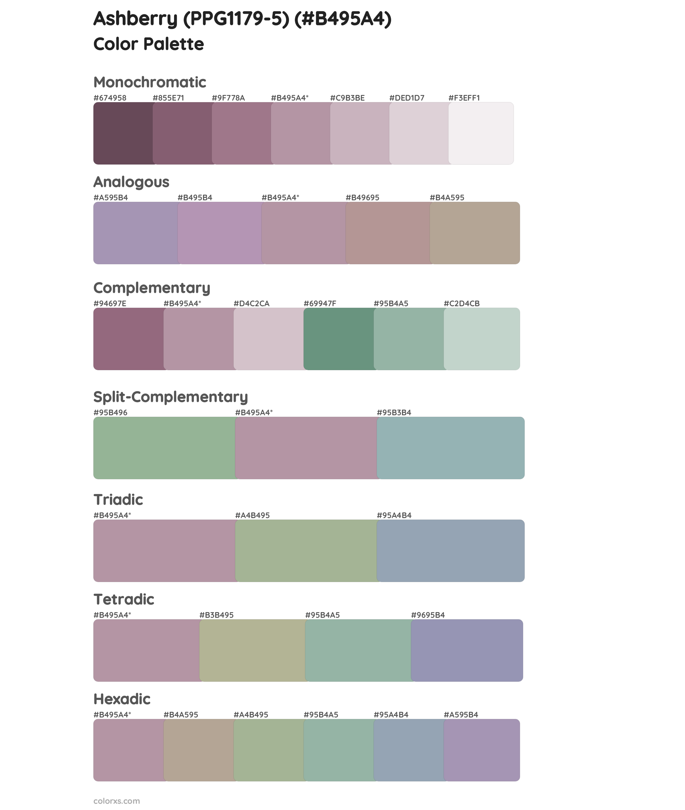 Ashberry (PPG1179-5) Color Scheme Palettes