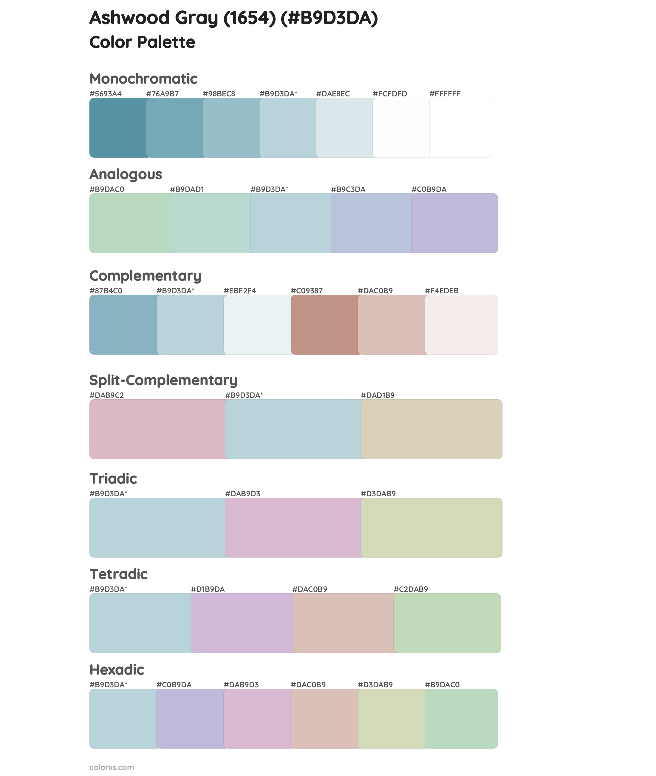 Ashwood Gray (1654) Color Scheme Palettes