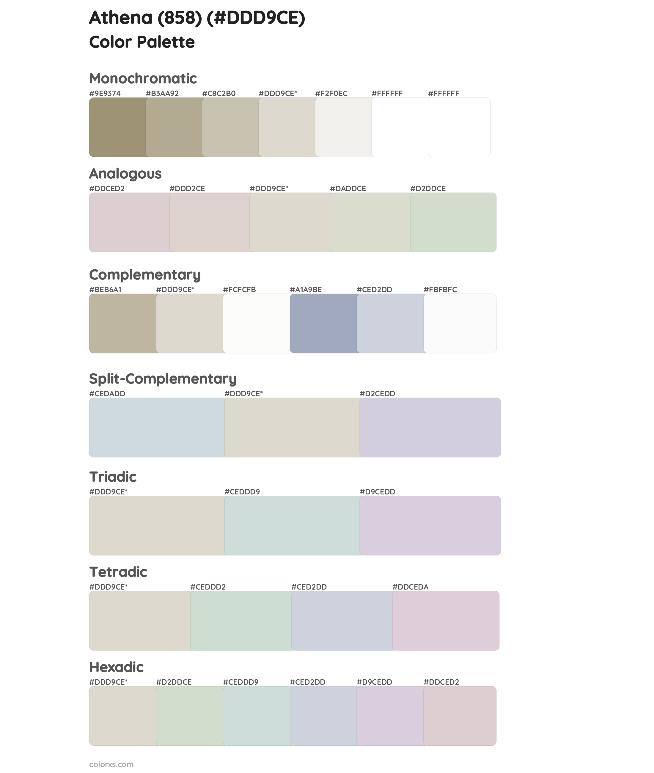 Athena (858) Color Scheme Palettes