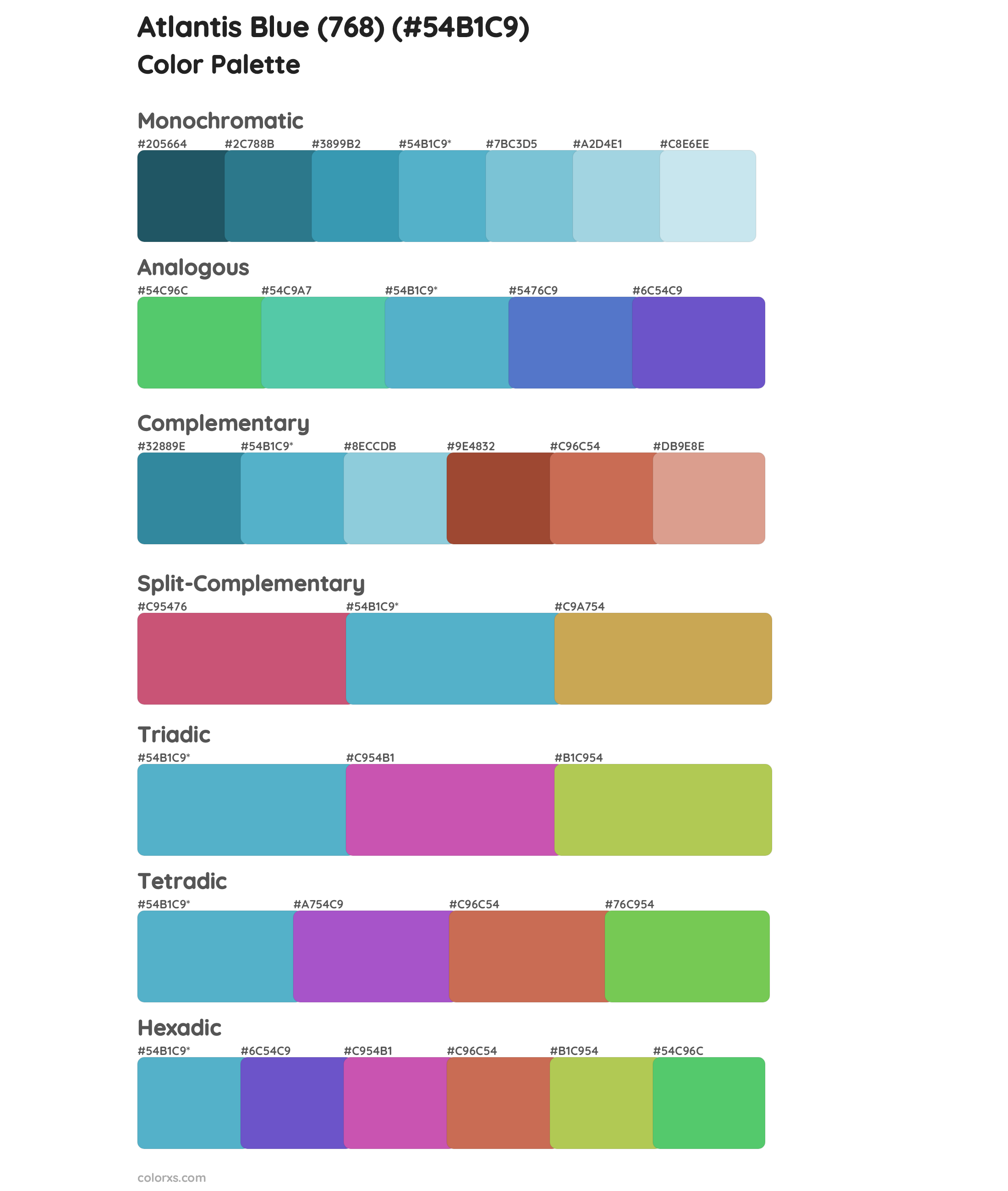 Atlantis Blue (768) Color Scheme Palettes