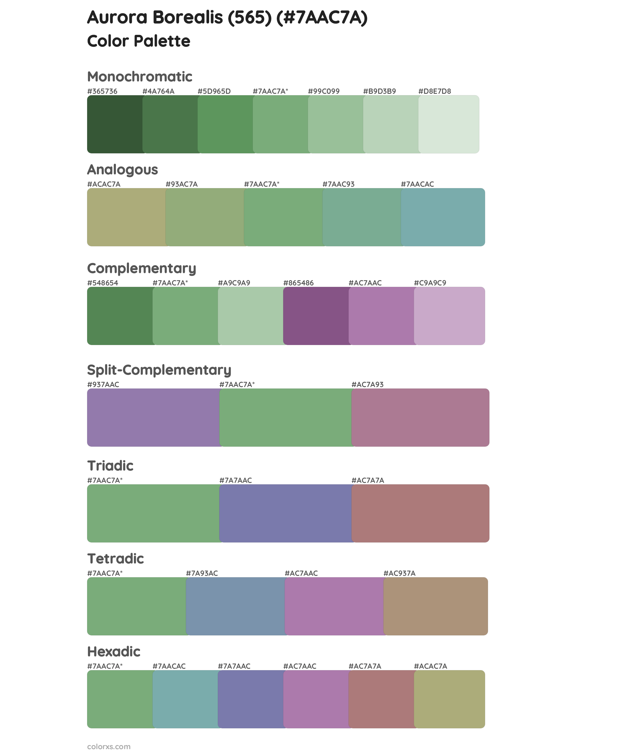 Aurora Borealis (565) Color Scheme Palettes