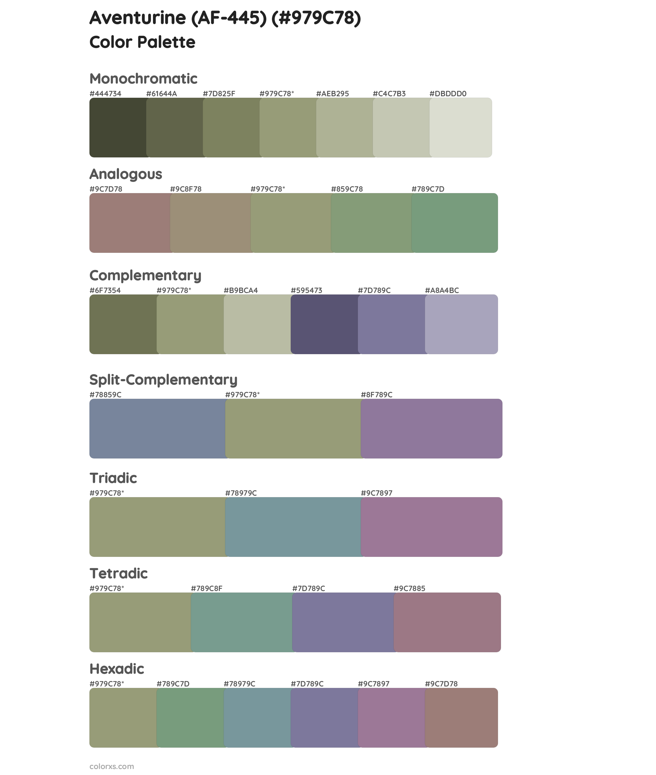 Aventurine (AF-445) Color Scheme Palettes