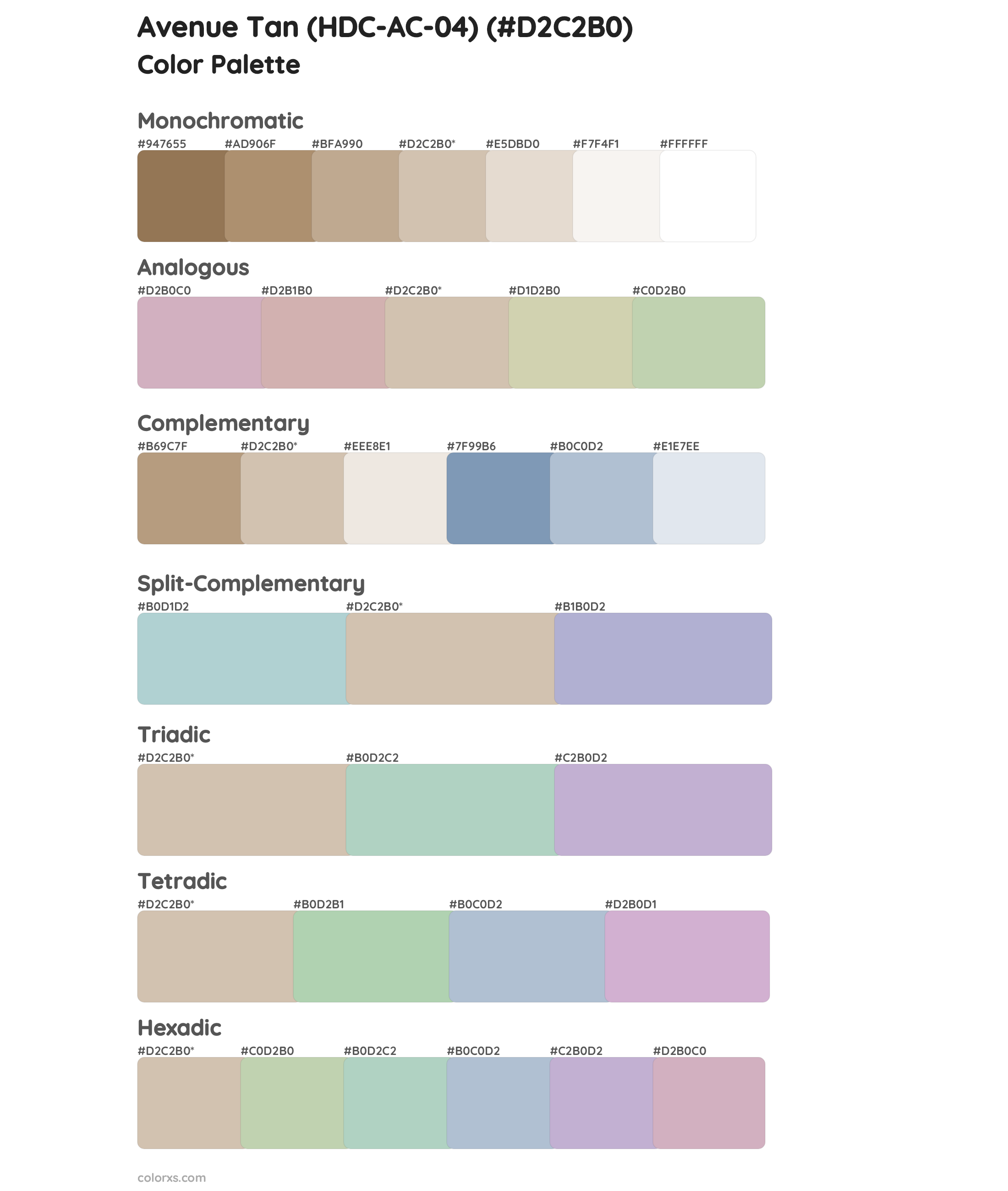 Avenue Tan (HDC-AC-04) Color Scheme Palettes