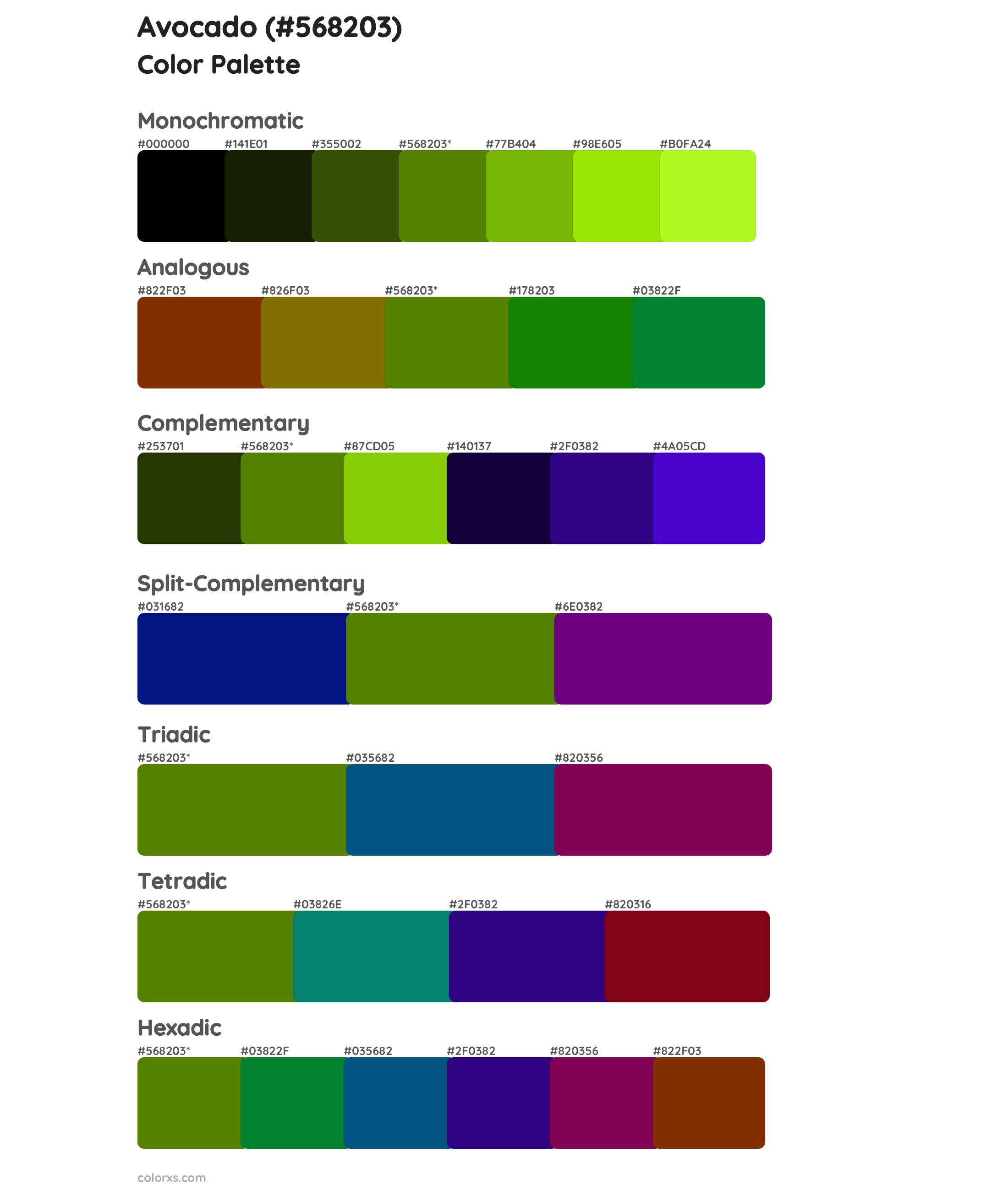 Avocado Color Scheme Palettes