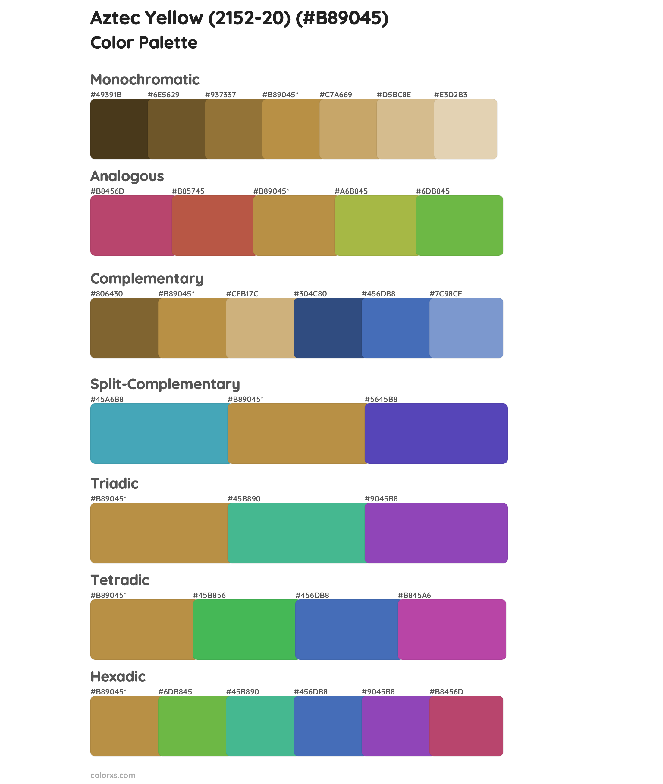 Aztec Yellow (2152-20) Color Scheme Palettes