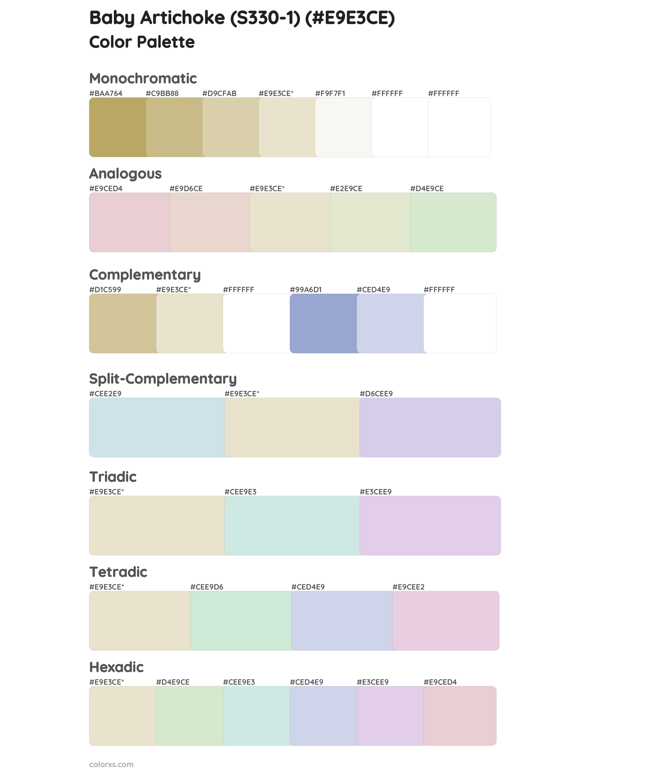 Baby Artichoke (S330-1) Color Scheme Palettes