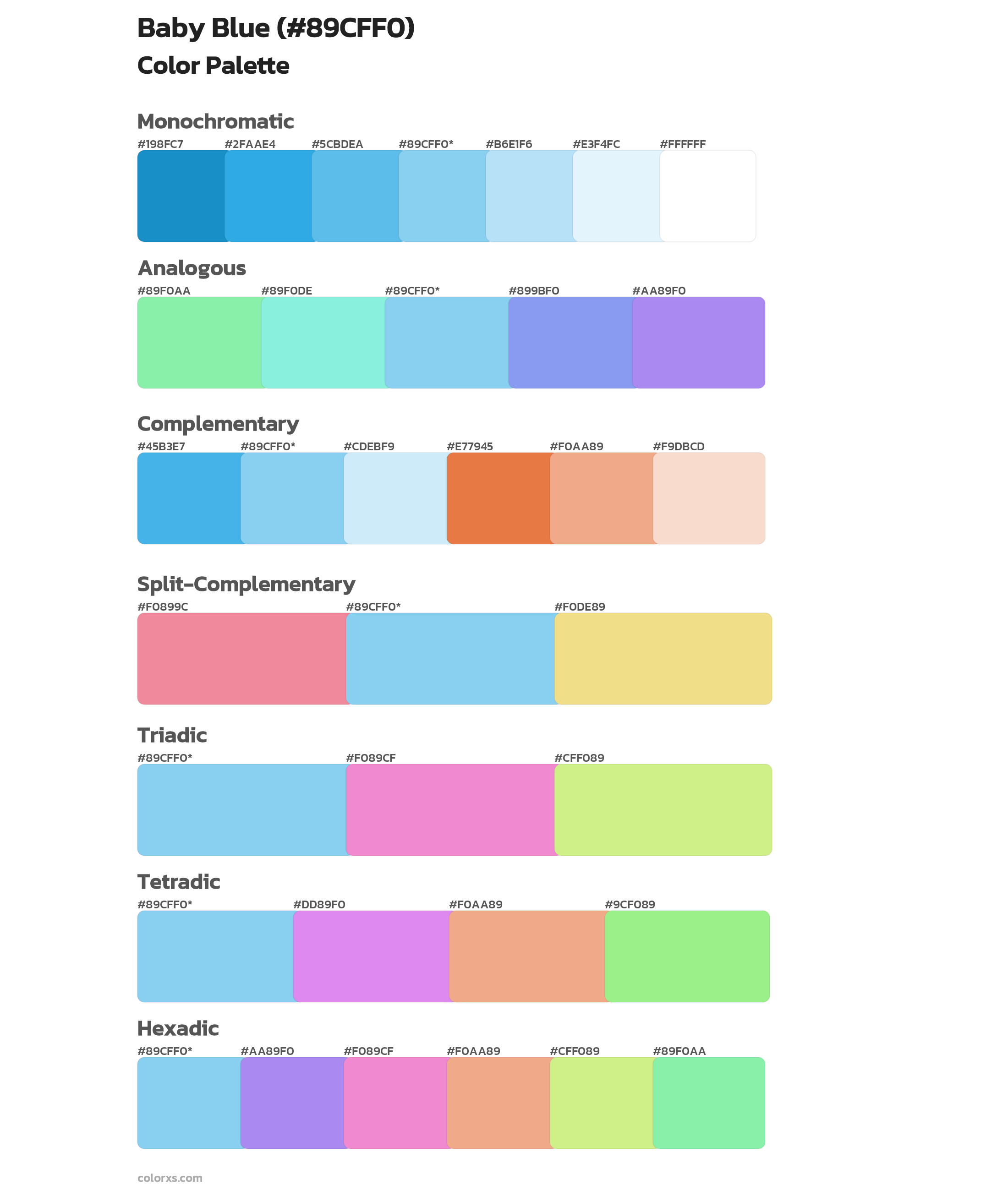 Baby Blue Color Palettes And Color Scheme Combinations Colorxs